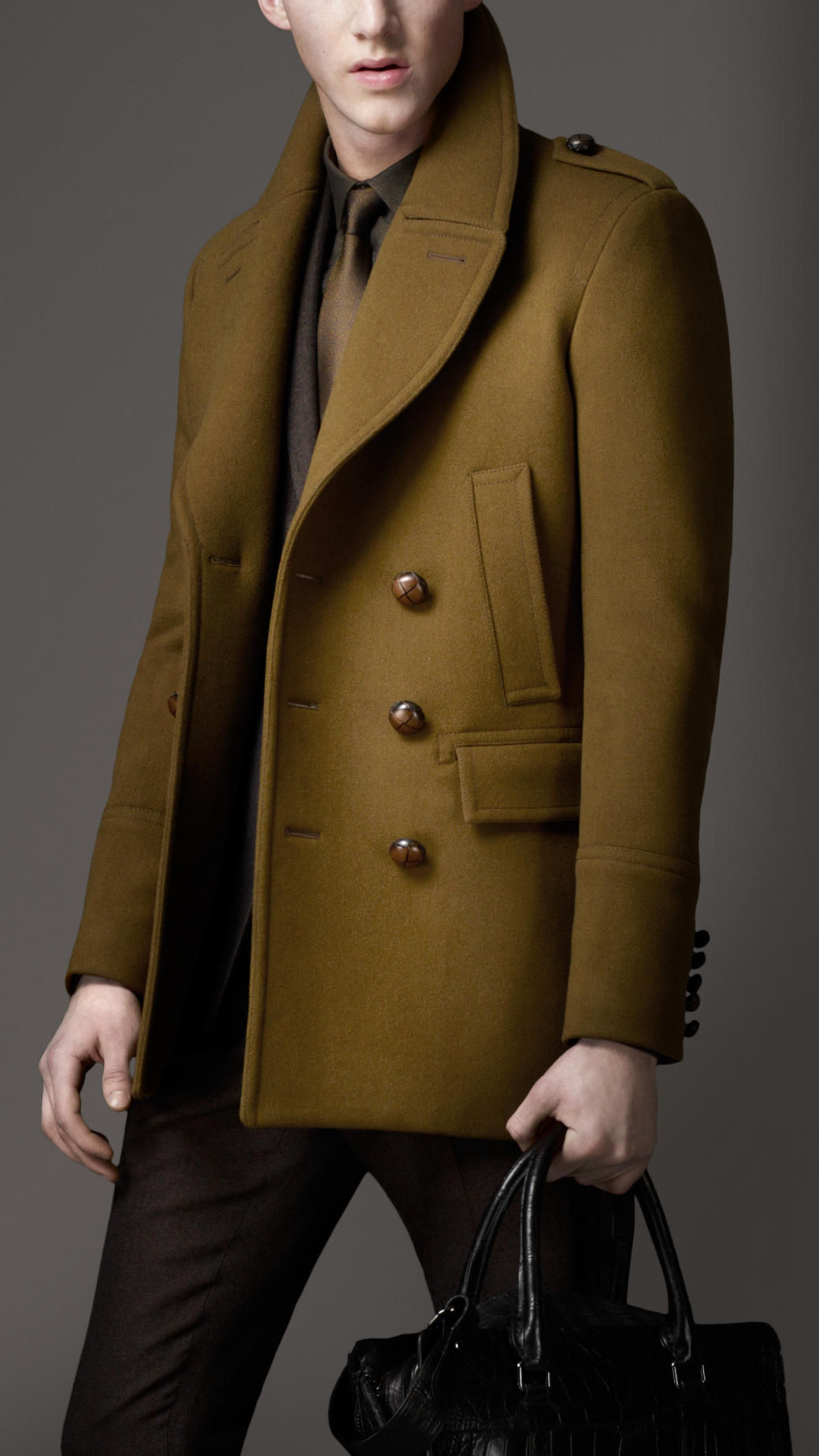 Wallpaper #kyxGSZMB0E1QgA7wmPIG191 Lyst Burberry Felted Wool Pea Coat in Green for Men