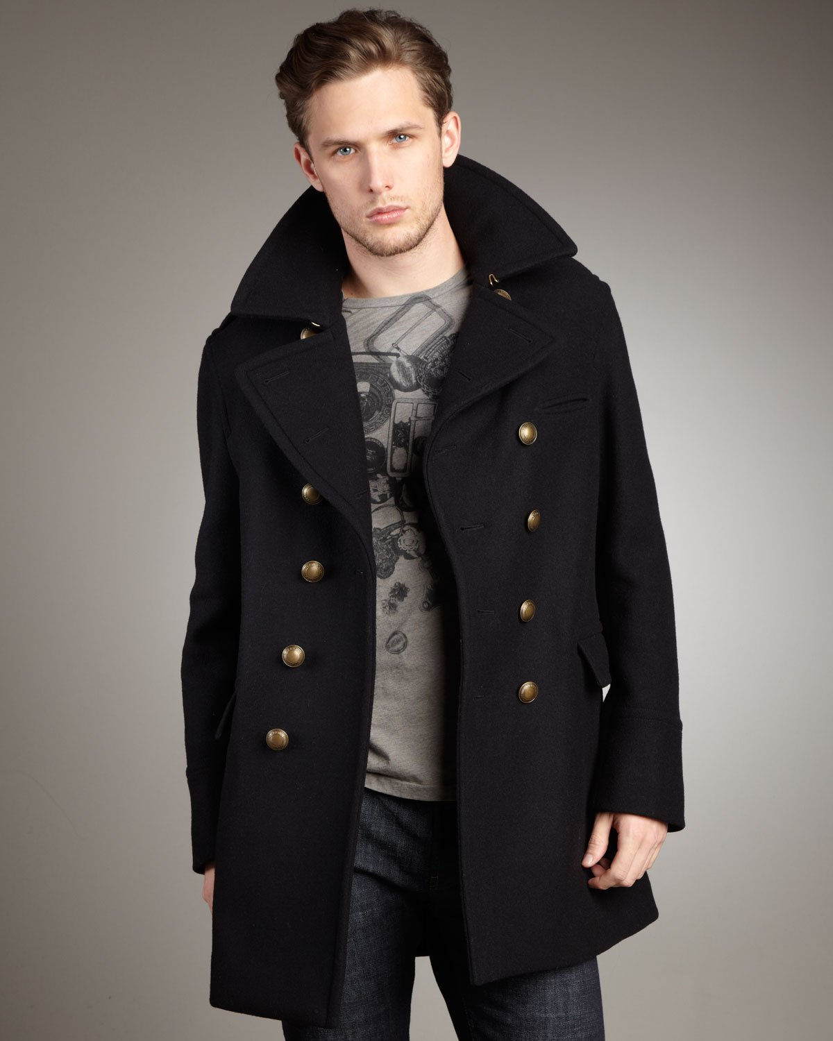 Wallpaper #kyxGSZMB0E1QgA7wmPIG165 Lyst Burberry Brit Dome Button Peacoat in Black for Men