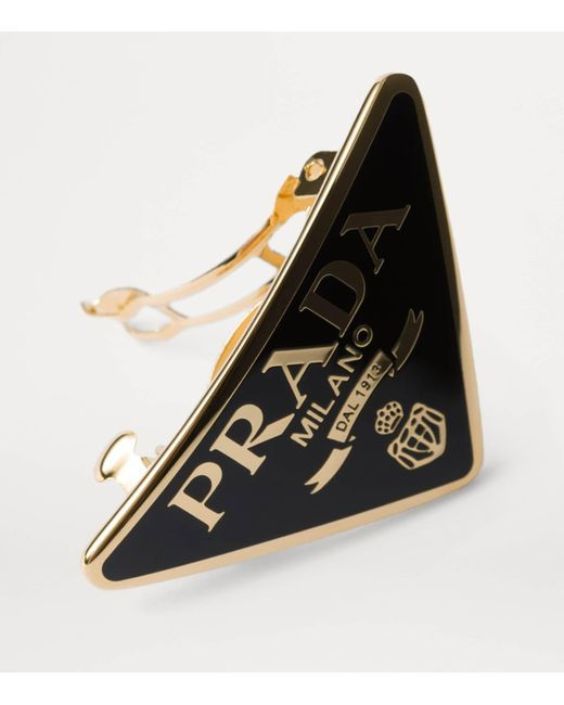 Wallpaper #cbln3ZIBJvJKYCmEEAAv393 Prada Triangle Logo Hair Clip in Black Lyst Uk