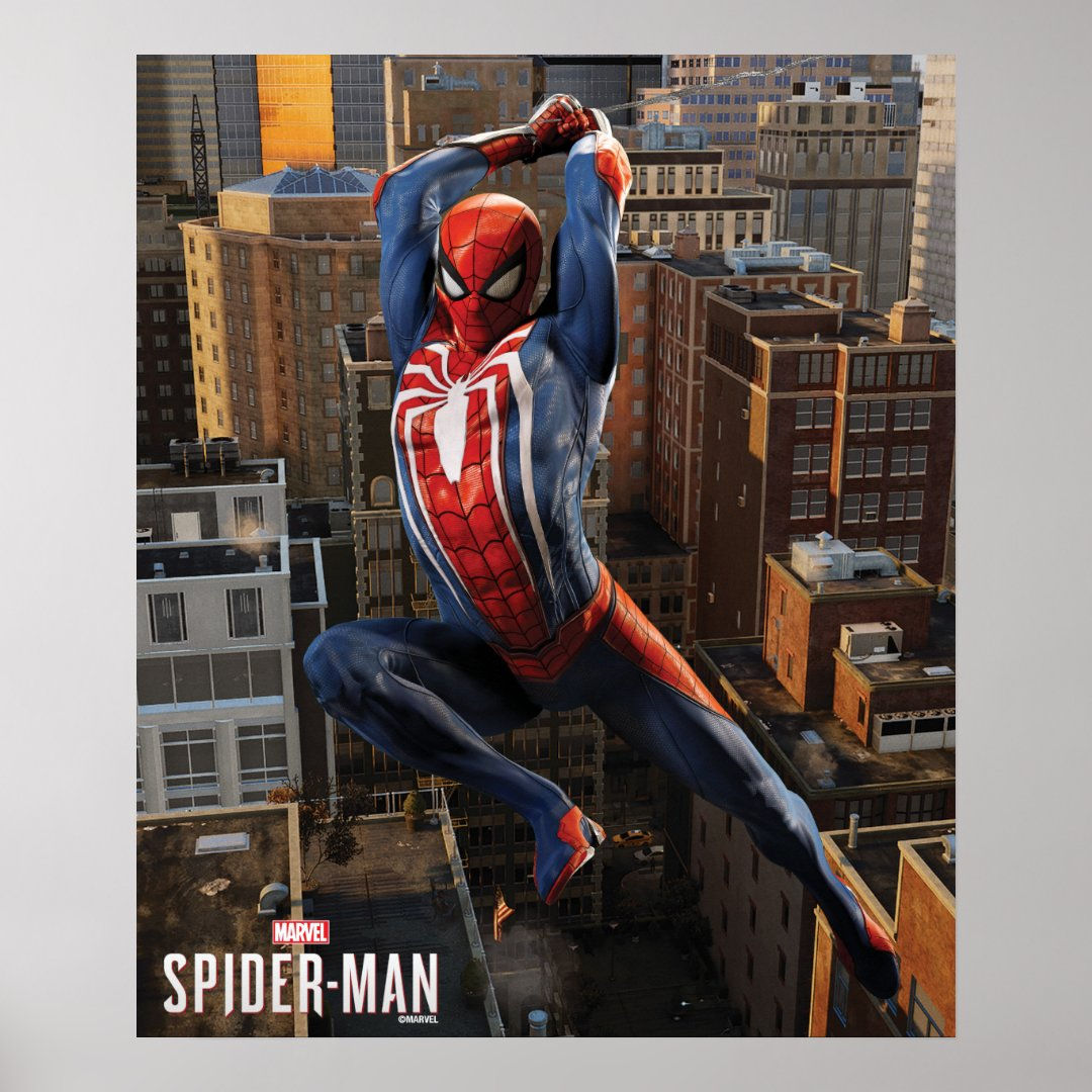 Wallpaper #bttkMpMB3oUMxGFS_z35150 Marvels Spider Man Web Swinging Pose Poster Zazzle