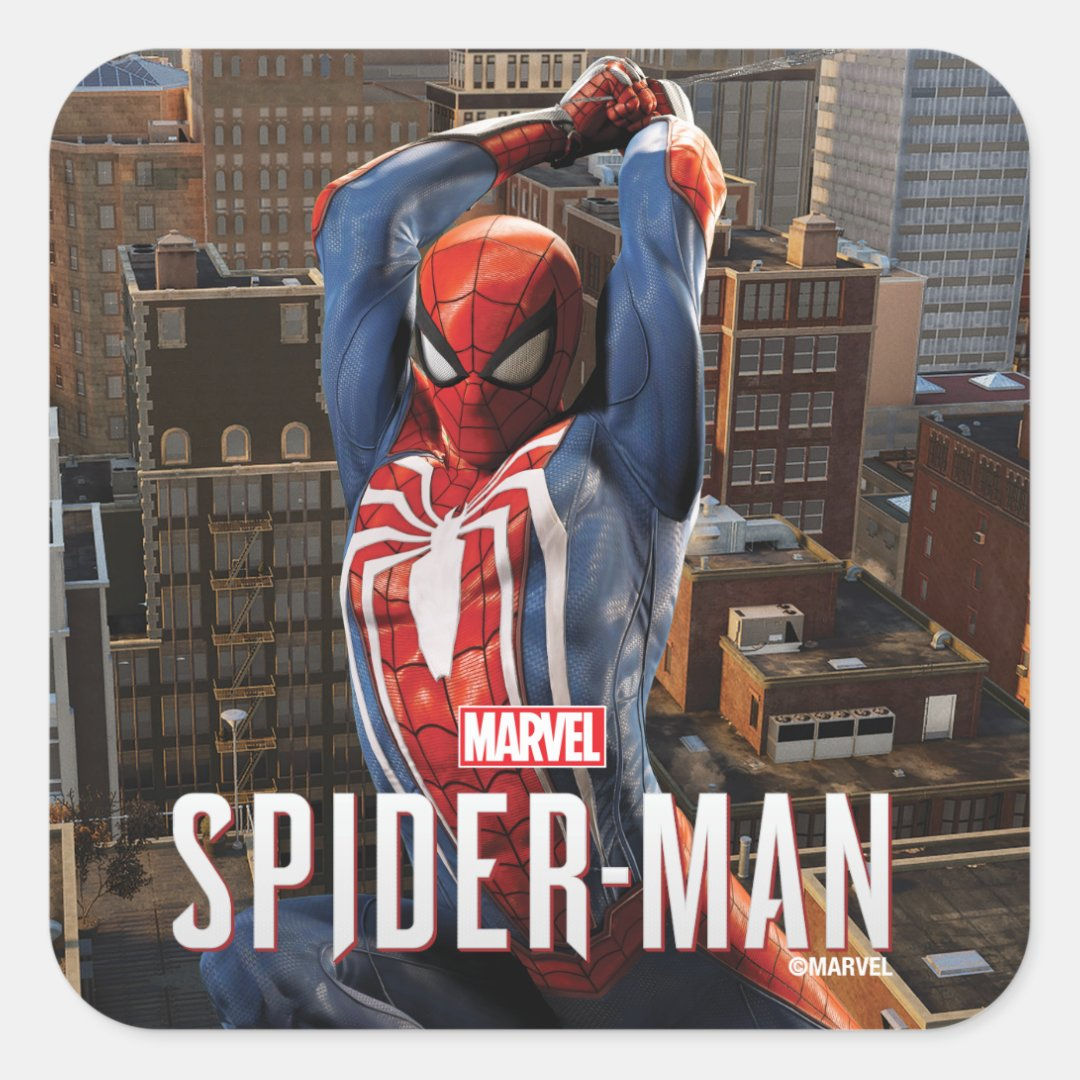 Wallpaper #bttkMpMB3oUMxGFS_z35250 Marvels Spider Man Web Swinging Pose Square Sticker Zazzle