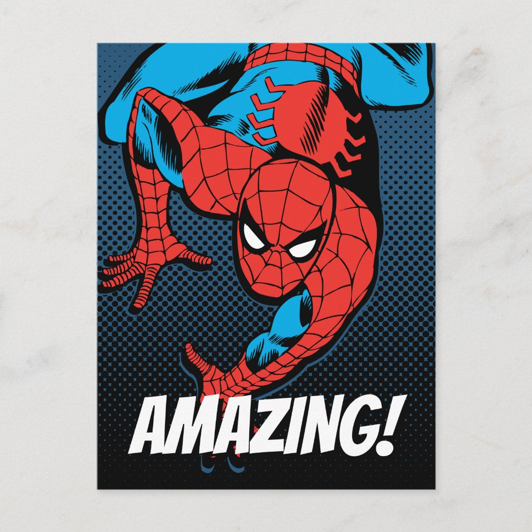 Wallpaper #jX0C9Y4Bnwiau_P6hxEN42 Retro Spider Man Wall Crawl Postcard Zazzle