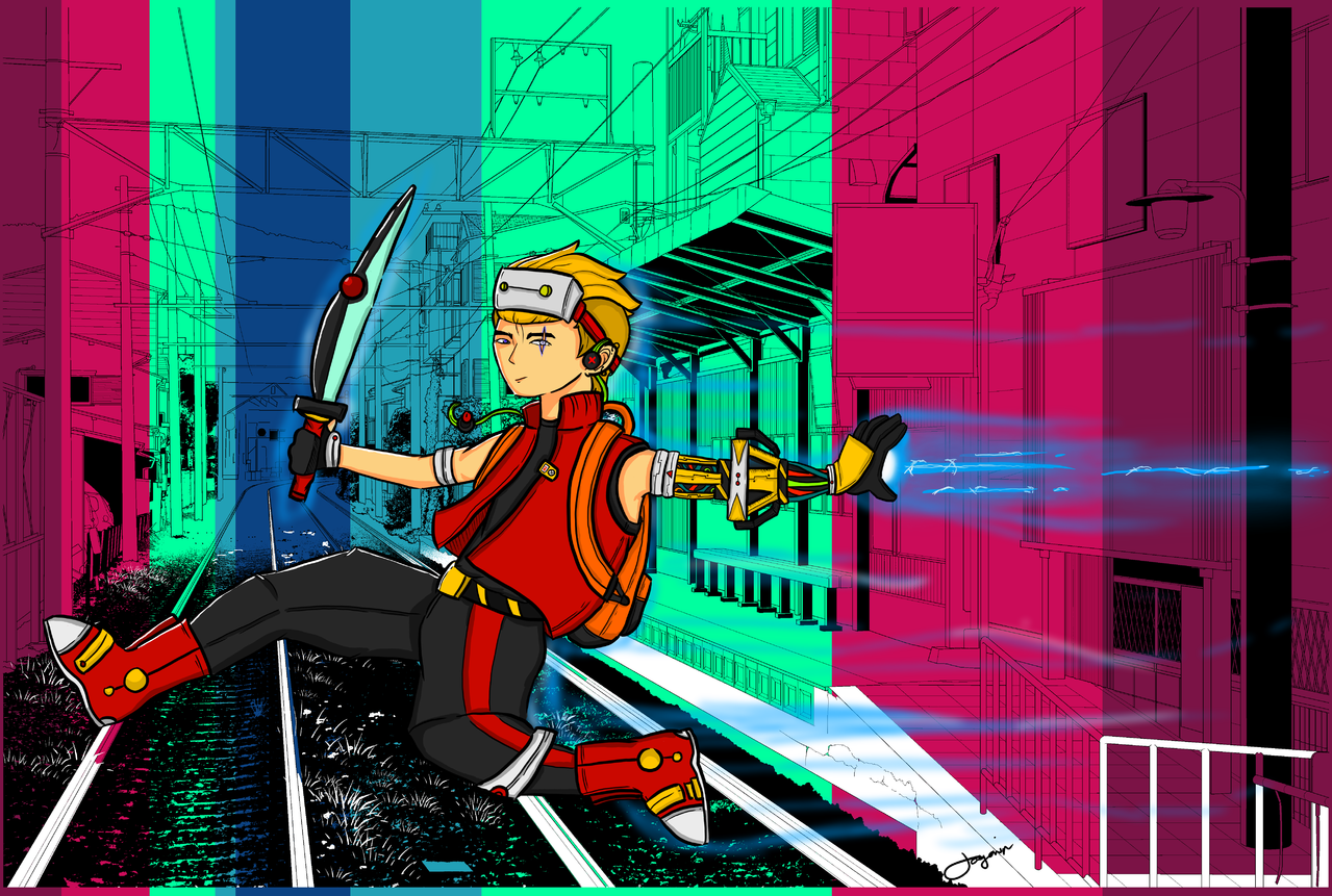 Wallpaper #oXRZ1I4B_8f4nGFa8nXV48 Cyberpunk Hero at Tram Station Je Illustrations Art Street