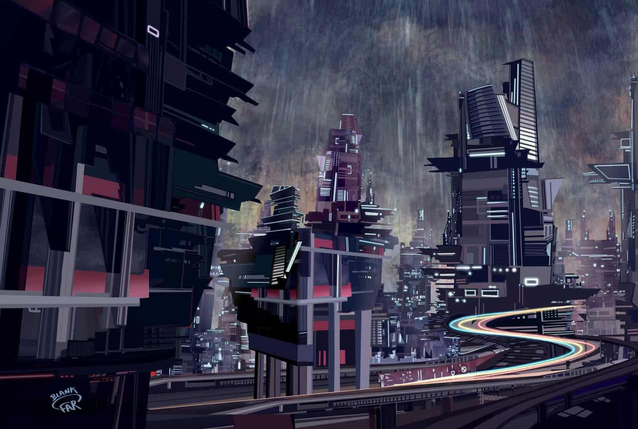Wallpaper #bmjXIZMBSpphPi3-3TEY267 Cyberpunk City Blank Illustrations Art Street