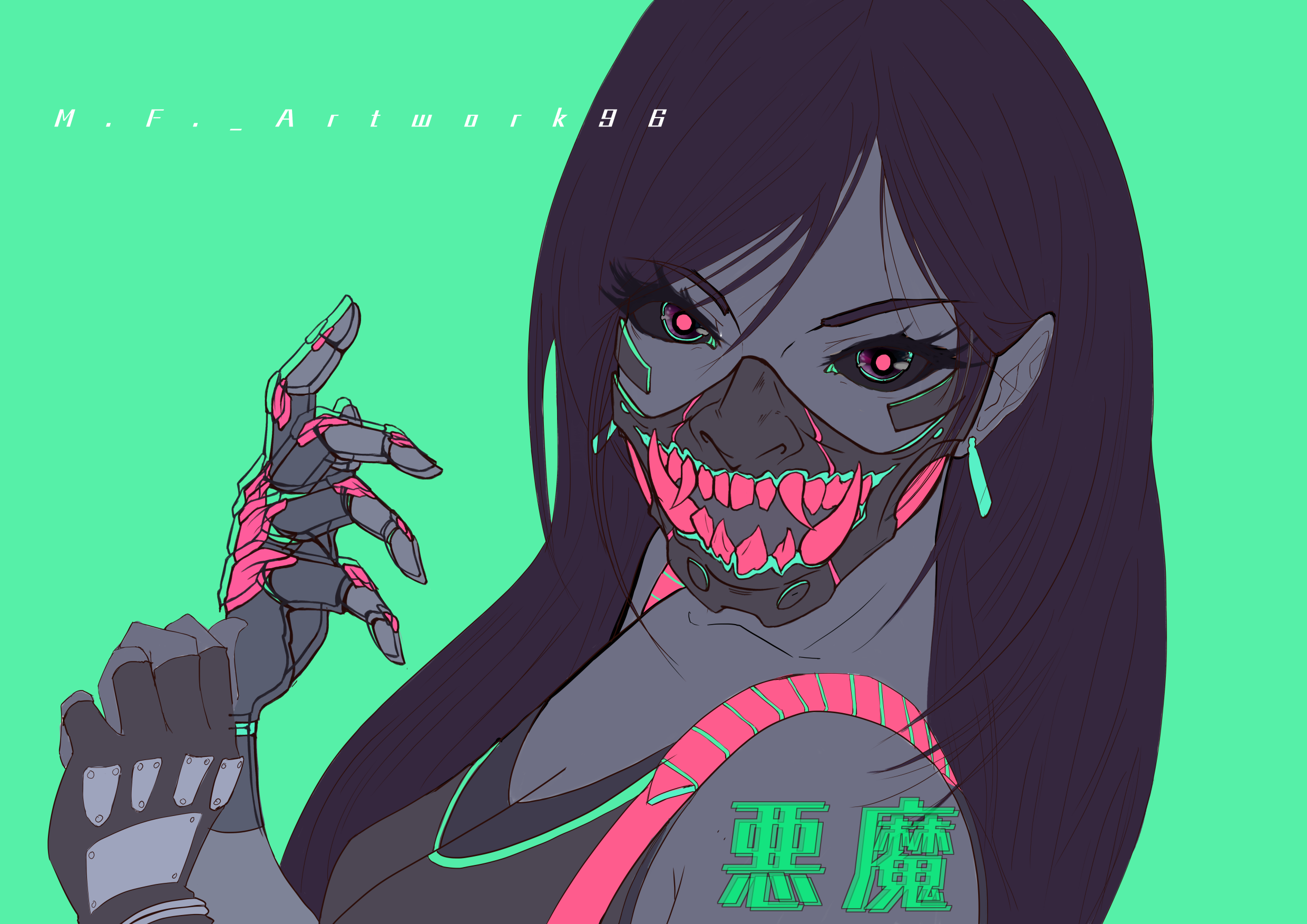 Wallpaper #LQCQ644BSdW8dNoufRJe57 Cyberpunk Demon Girl Somachi Mf96 Illustrations Art Street