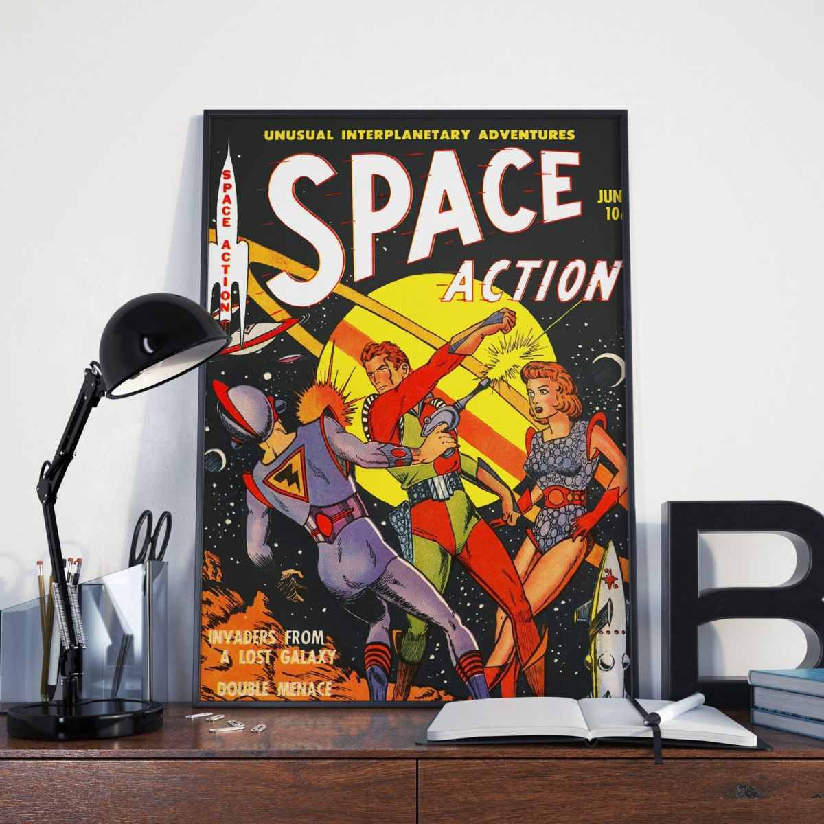 Wallpaper #PV7nMpMBborbLbczbmCQ37 Vintage Science Fiction Space Action Sci Fi Print Vintage Outer Space