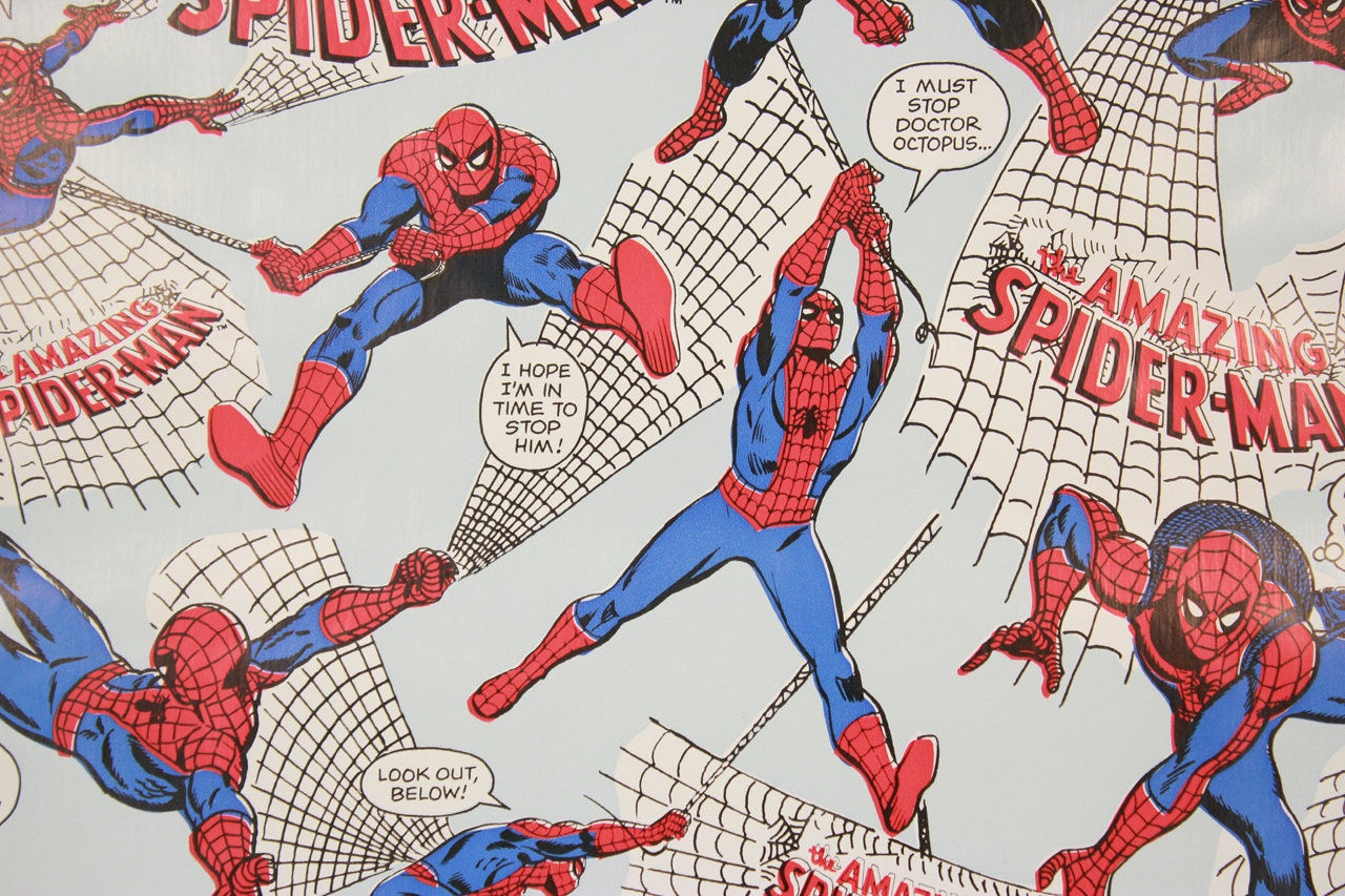 Wallpaper #Jn1a8Y4Bnwiau_P6LQkQ57 1970s Vintage Wallpaper Spider Man Marvel Comics Contact Paper