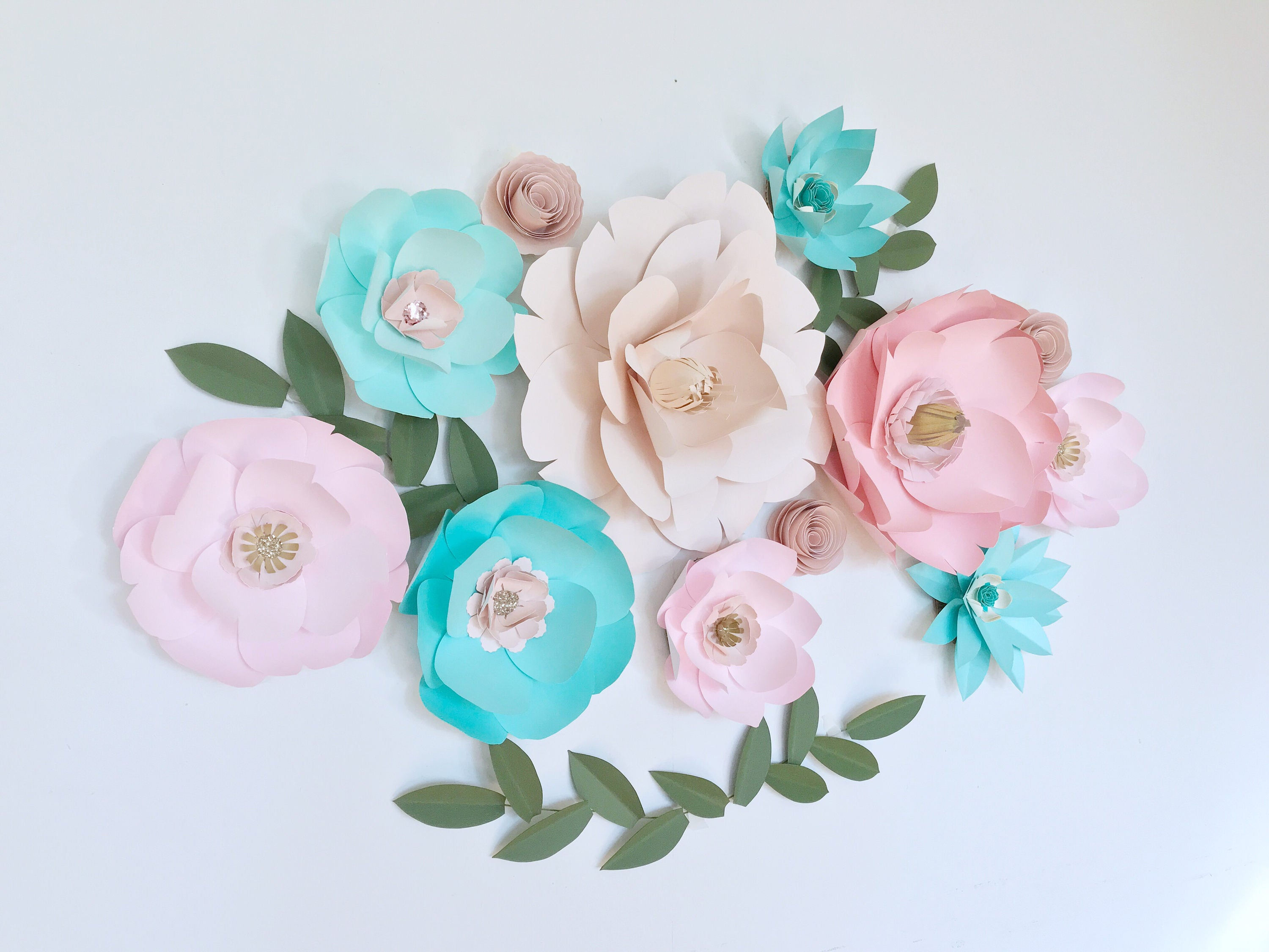 Wallpaper #vmhUIpMBSpphPi3-3TKg88 Paper Flowers Wall Decor Nursery Room Wall Decor Large Mint