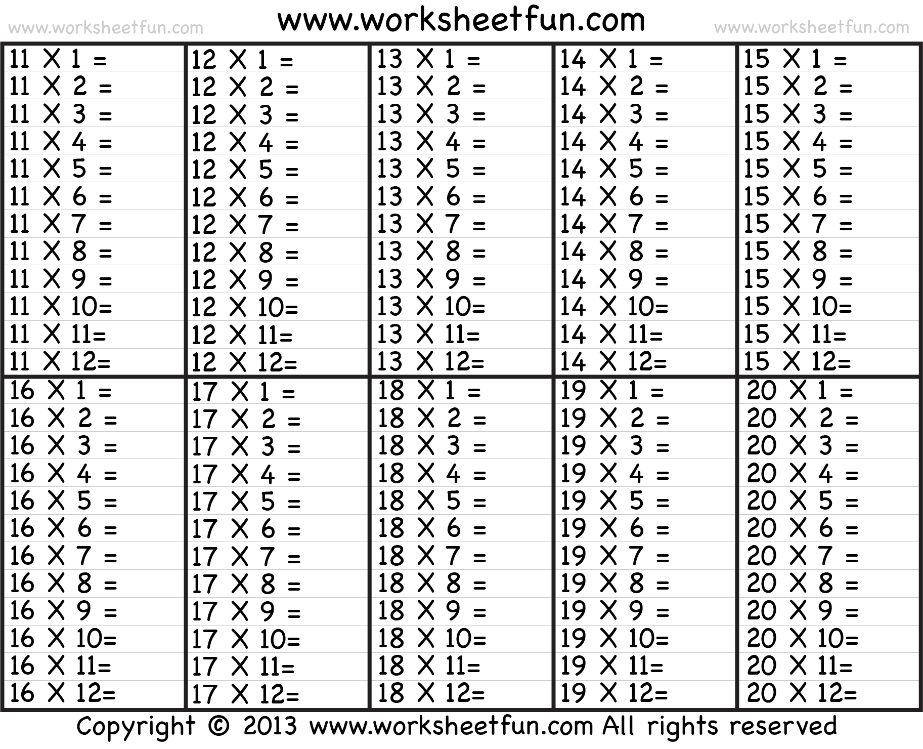 Wallpaper #7B0HLZMBlOZrFDOkWM3S363 Multiplication Times Tables 1 12 Worksheet