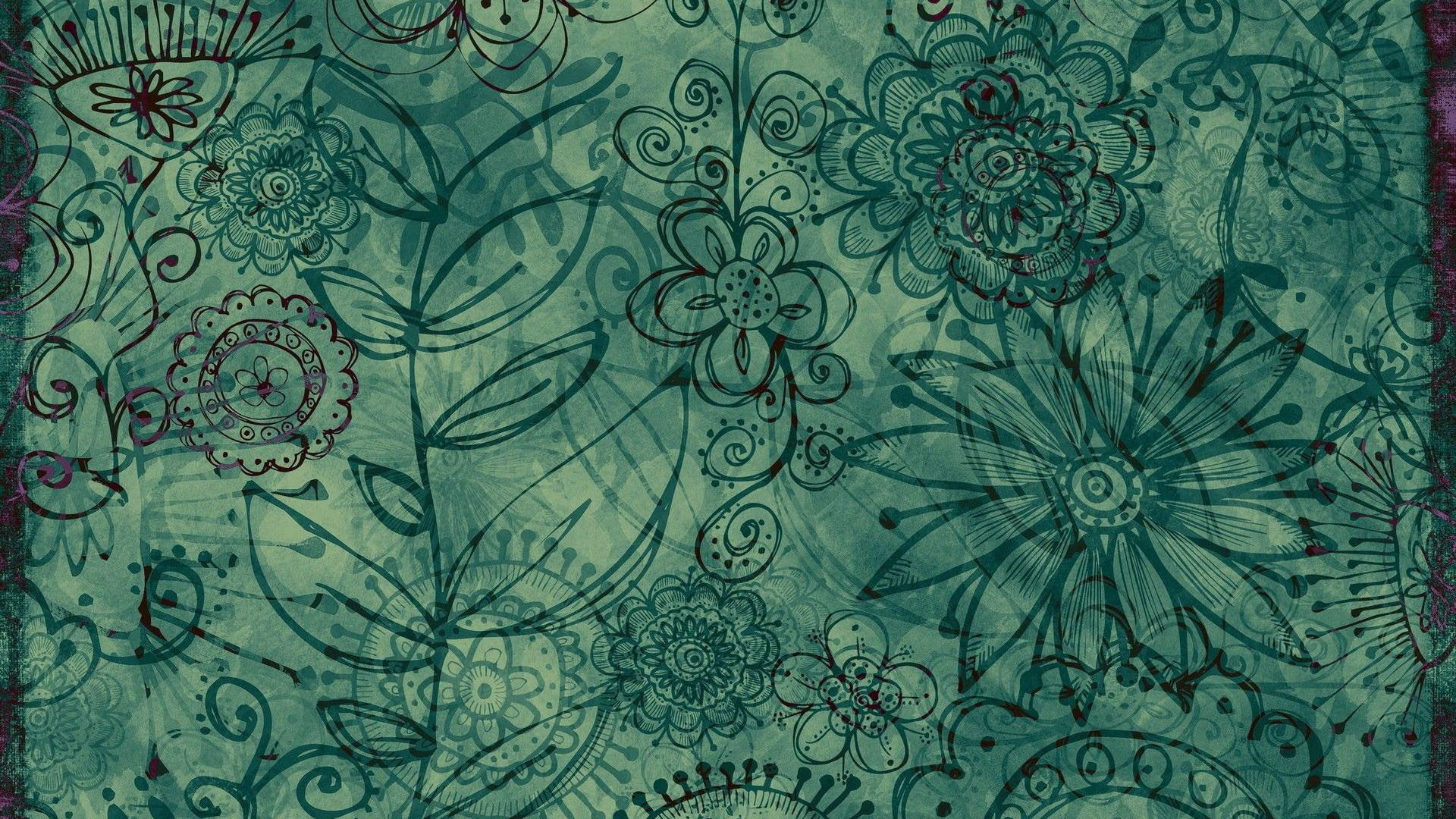 Wallpaper #zGhWIpMBSpphPi3-CTJk63 Light Teal Green Flowers Leaves Boho Art HD Boho Wallpapers HD