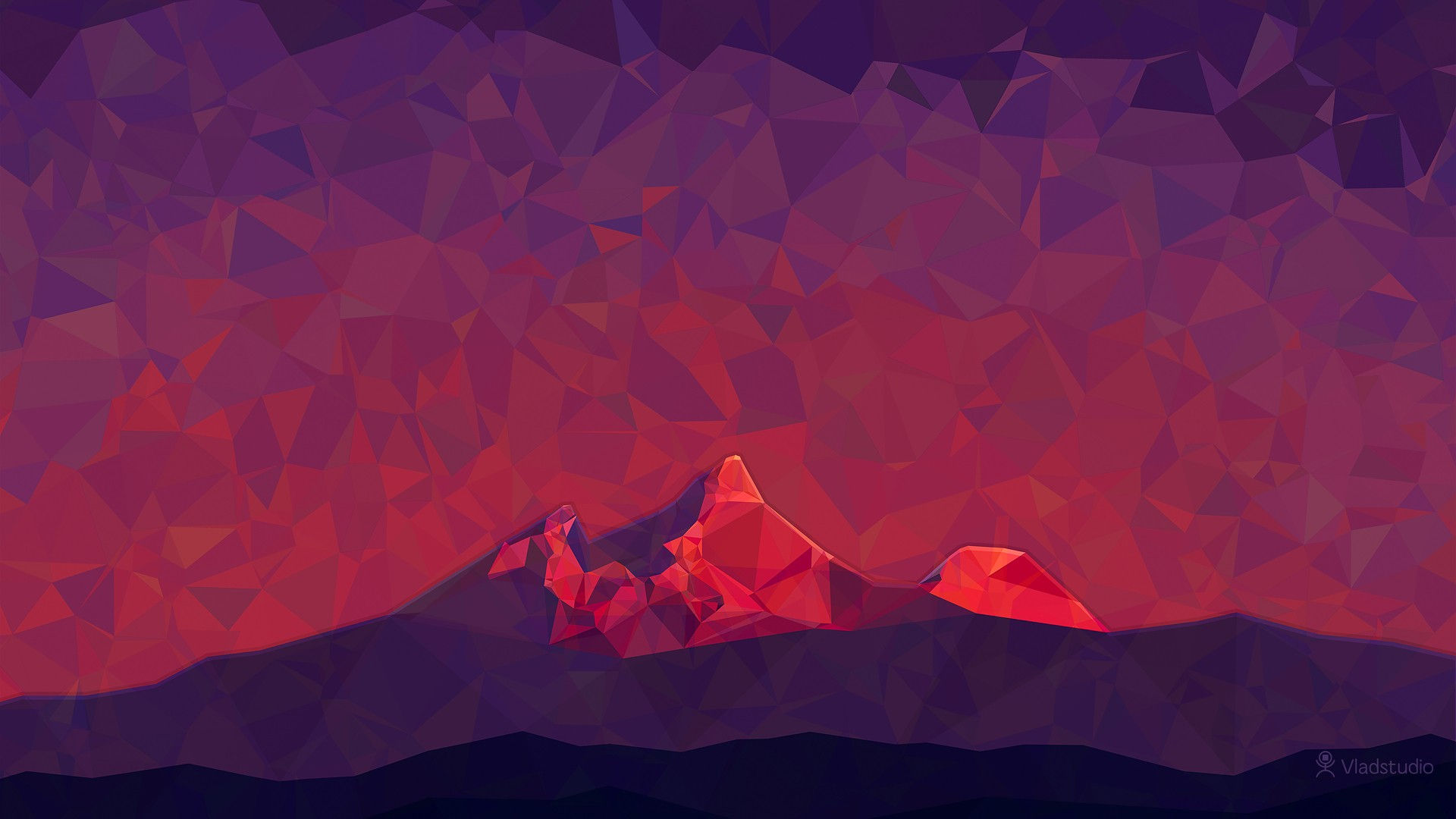 Wallpaper #42fKEZMBSpphPi3-_fja7 Digital Art Triangle Vladstudio 2d Nature Mountains Simple