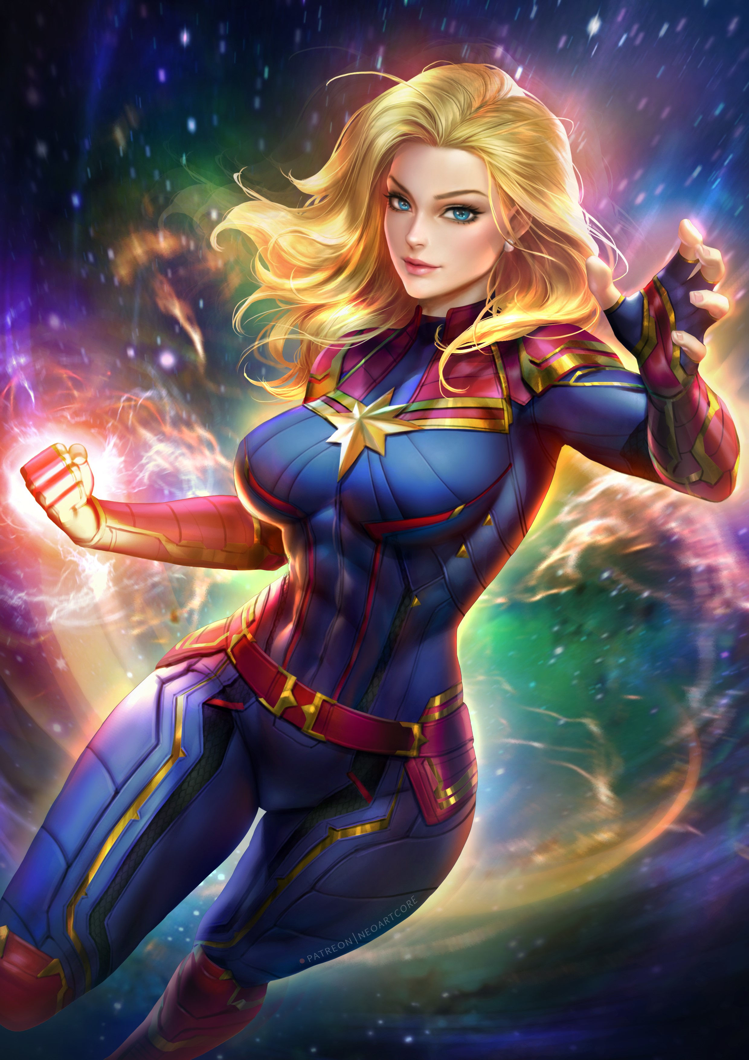 Wallpaper #LzHaNZMB5zzyi_yYW1in16 Artwork Frontal View Captain Marvel Fantasy Art Fan Art