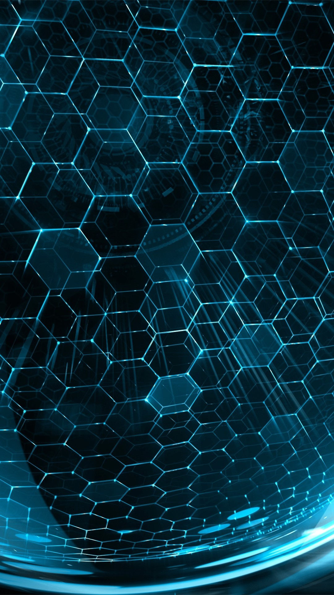 Wallpaper #y2dv6pIBSpphPi3-NEYG207 Sphere Digital Art Geometry Hexagon Glowing Portrait Display
