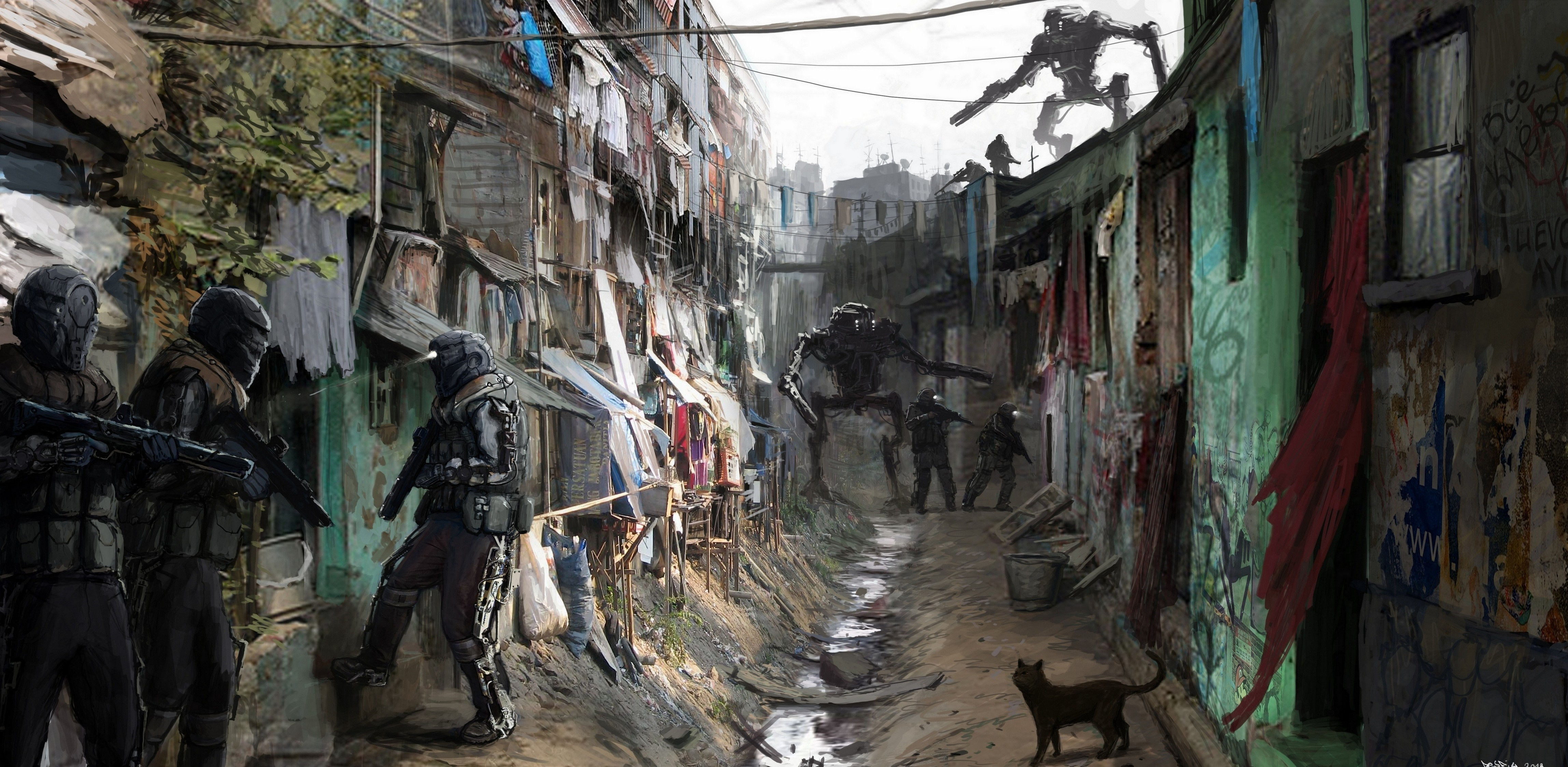 Wallpaper #95lDP5MBUcASHT6nWssT15 Slum Night Graffiti Futuristic Architecture Cyberpunk Urban HD