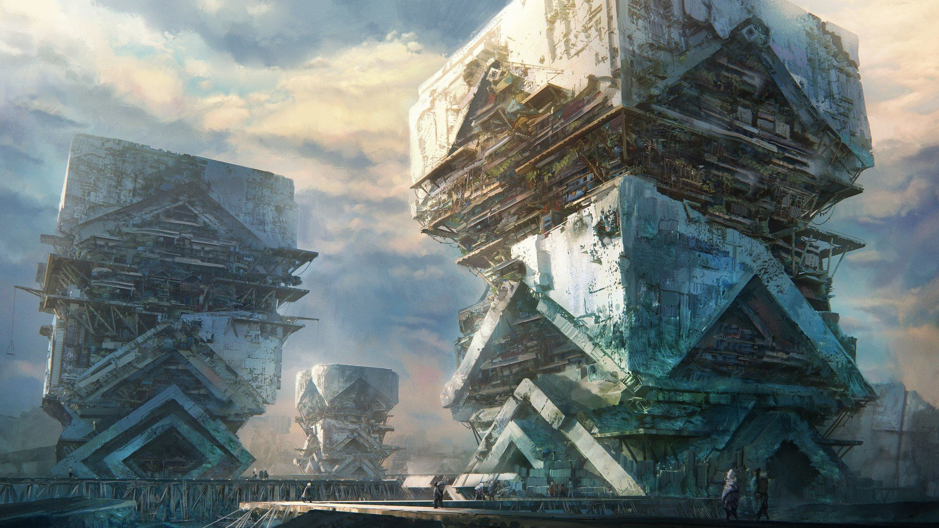Wallpaper #M3fnJ5MB-pgBXx60DqgE262 1920x1080 Digital Art Concept Art Asian Architecture Science Fiction