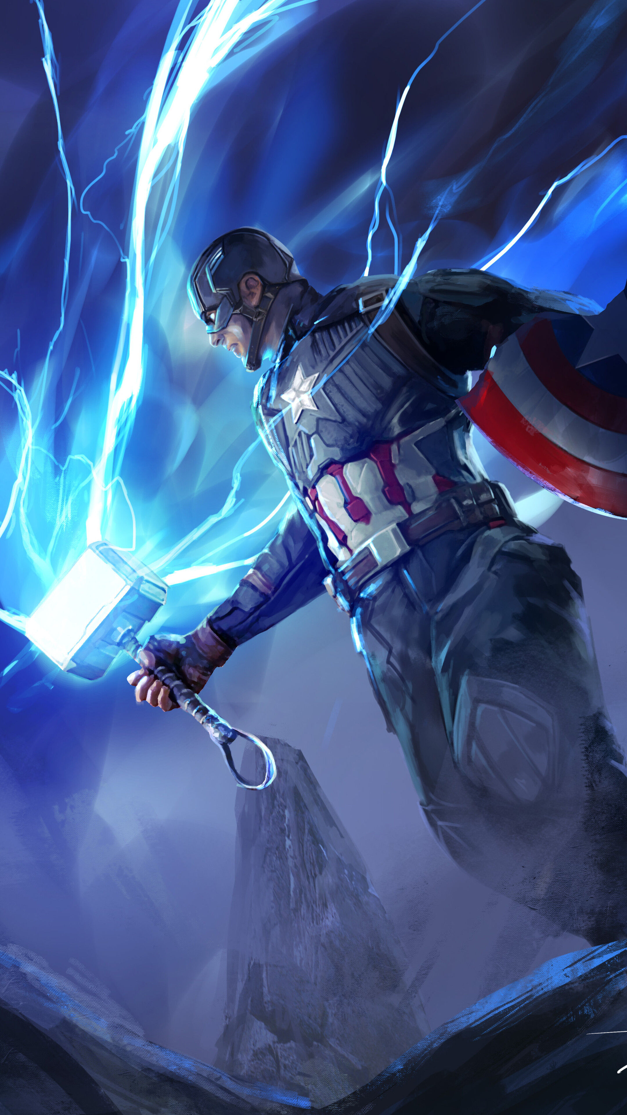 Wallpaper #NUVGpo4B7YBJg1BVaaZS42 330521 Captain America Mjolnir Hammer Avengers Endgame 4K Phone HD
