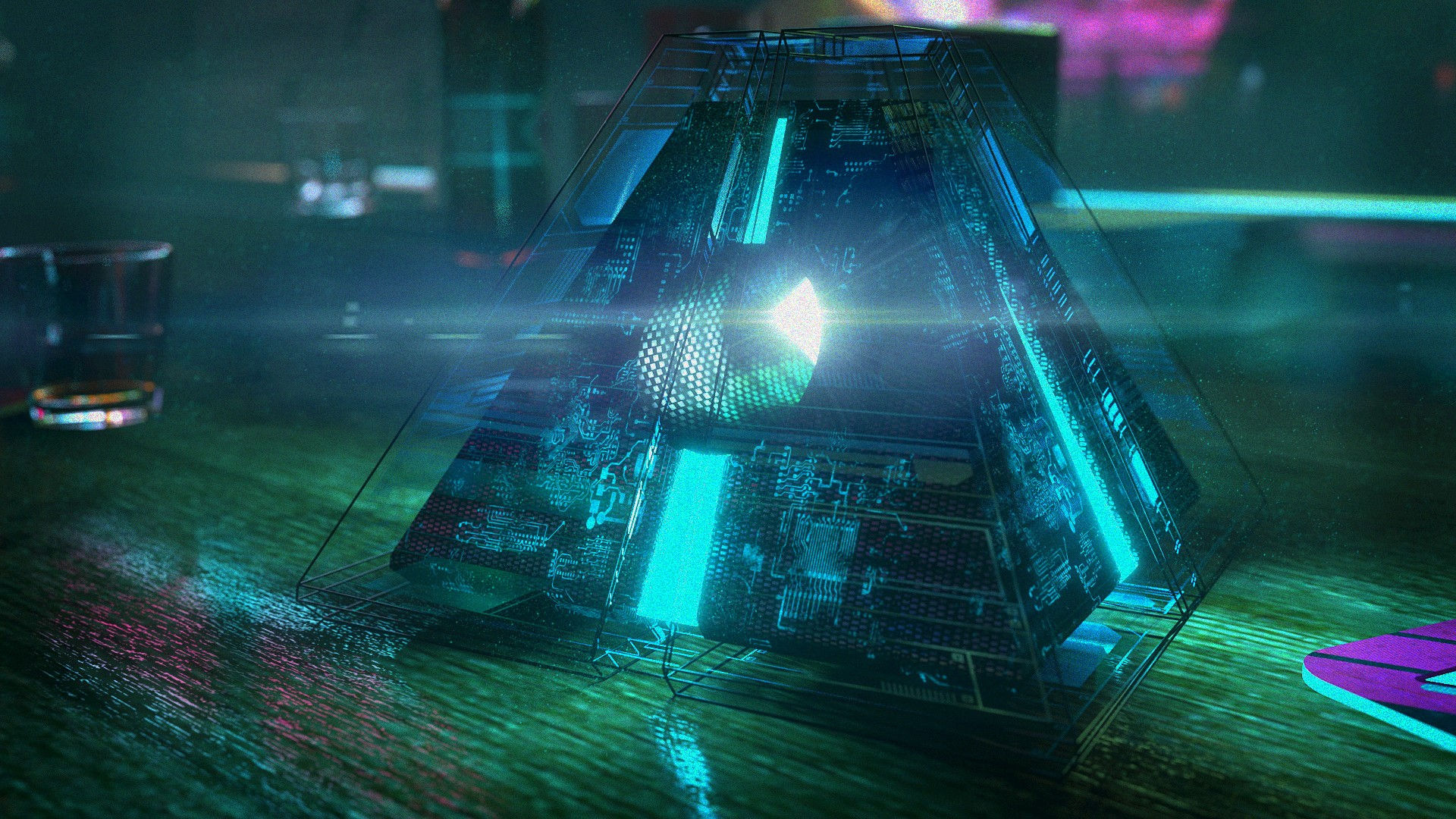 Wallpaper #Nsn-jpcB-VVLIetlVmtC103 947666 Render Cyan 3D Blocks Silhouette Science Fiction Cgi Cube