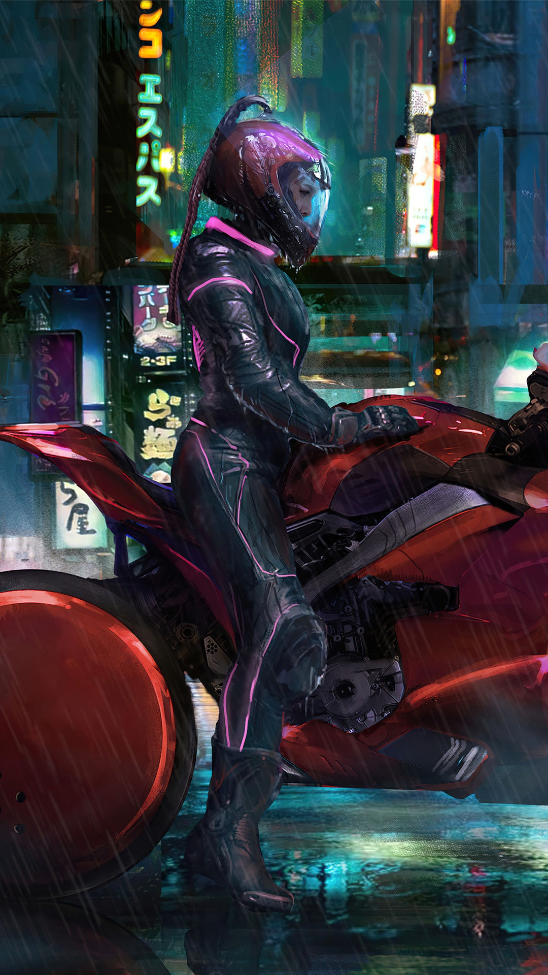 Wallpaper #3mf565IBSpphPi3-3E9y41 Cyberpunk Girls Motorcycle Motorbike Sci Fi 4K HD Wallpaper Rare