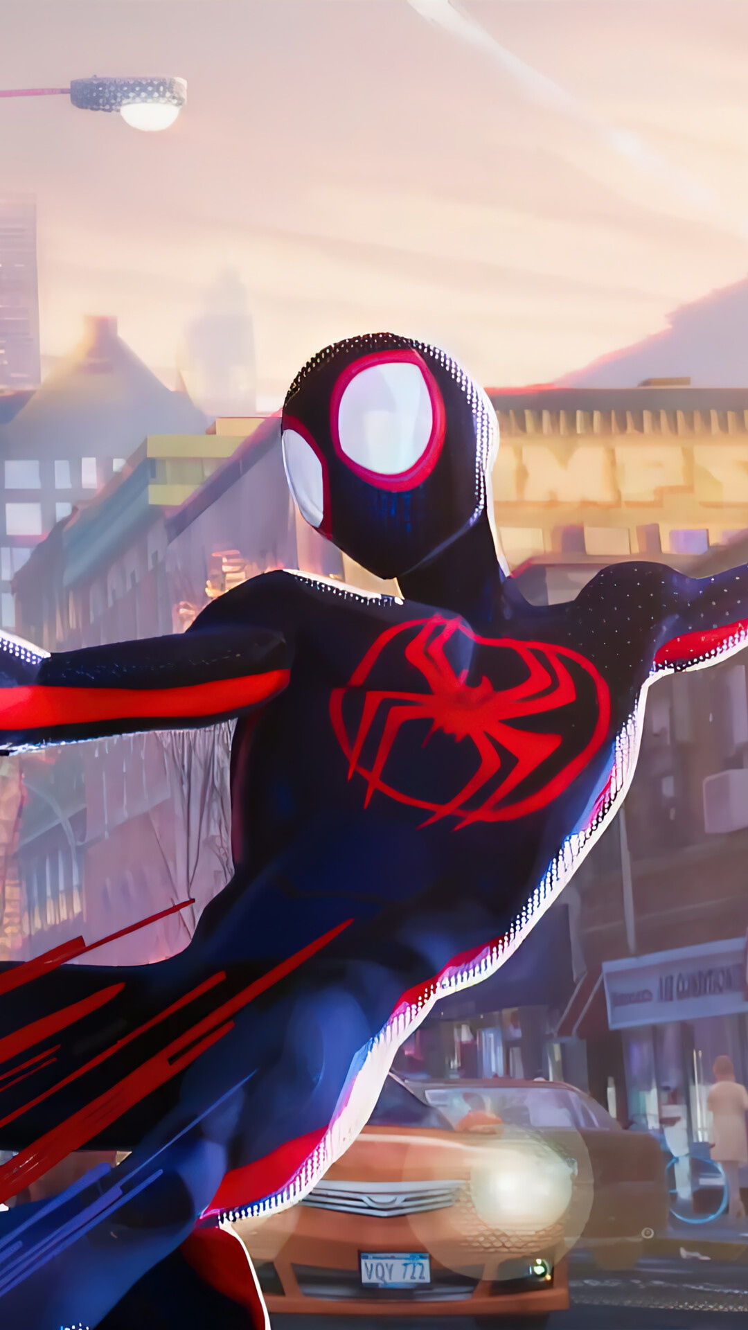 Wallpaper #bttkMpMB3oUMxGFS_z35198 Miles Morales Web Swing Spider Man Across the Spider Verse Movie