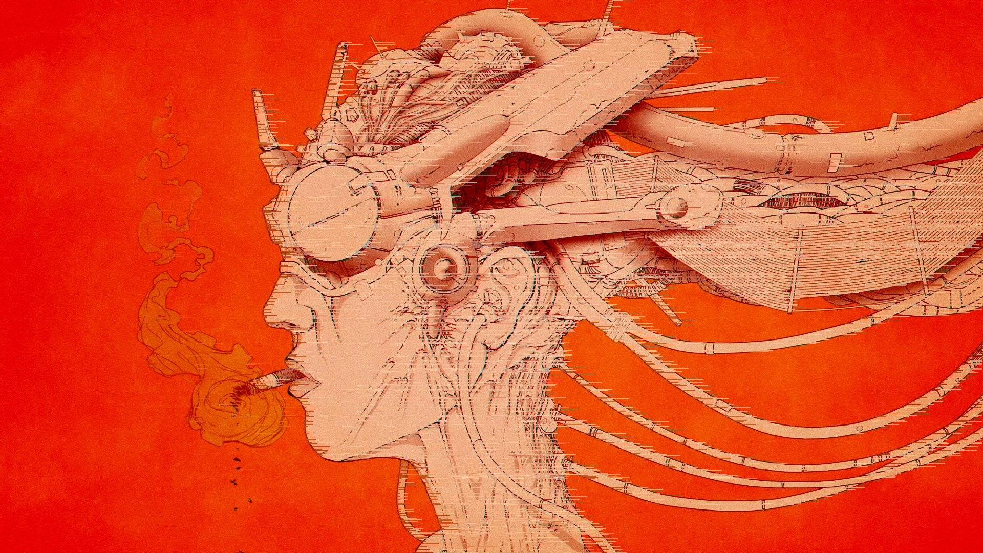 Wallpaper #TzGVNZMB5zzyi_yYJ1cv291 Cyberpunk Orange Background Wouter Gort Glitch Art Orange HD