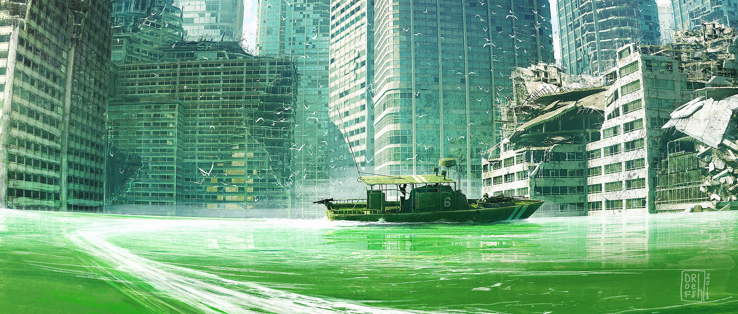 Wallpaper #NWcH9pIBSpphPi3-kYJt158 Birds Sailing Artwork Destruction Building Dystopian Post