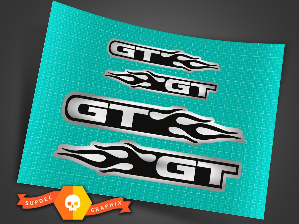 Wallpaper #2e_gTJMBMN-XEVvVrT7C144 Ford Mustang GT Flames Chrome Decals Kit 2pcs Large Size 75 Inch