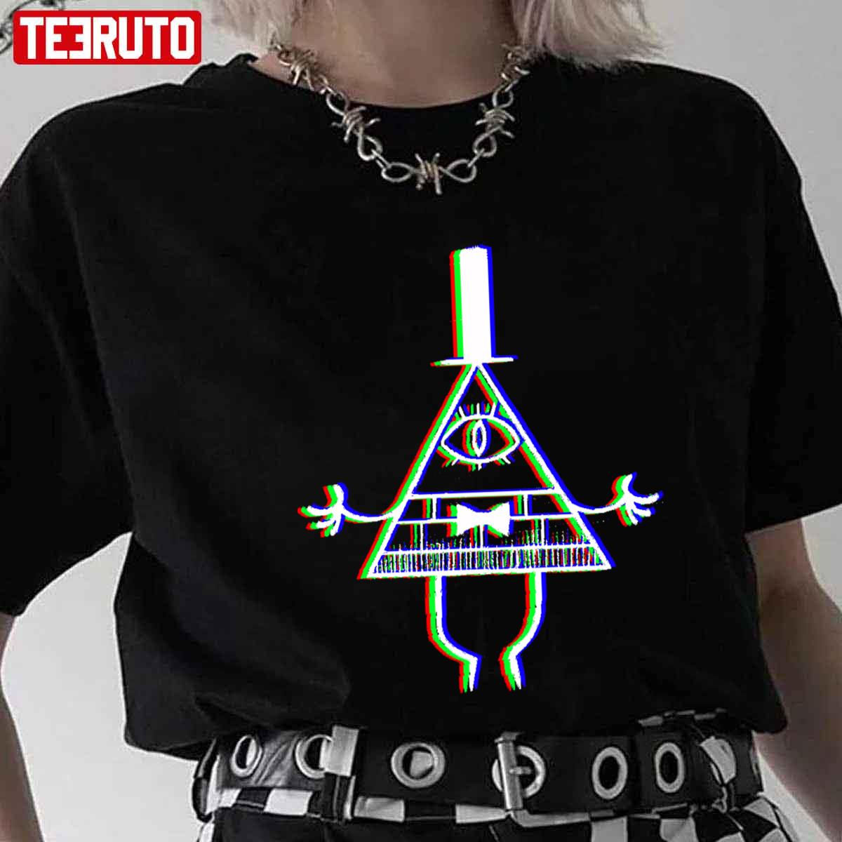 Wallpaper #yGeGApMBSpphPi3-qq-c290 Glitch Bill Cipher Anaglyph Gravity Falls Unisex T Shirt Teeruto