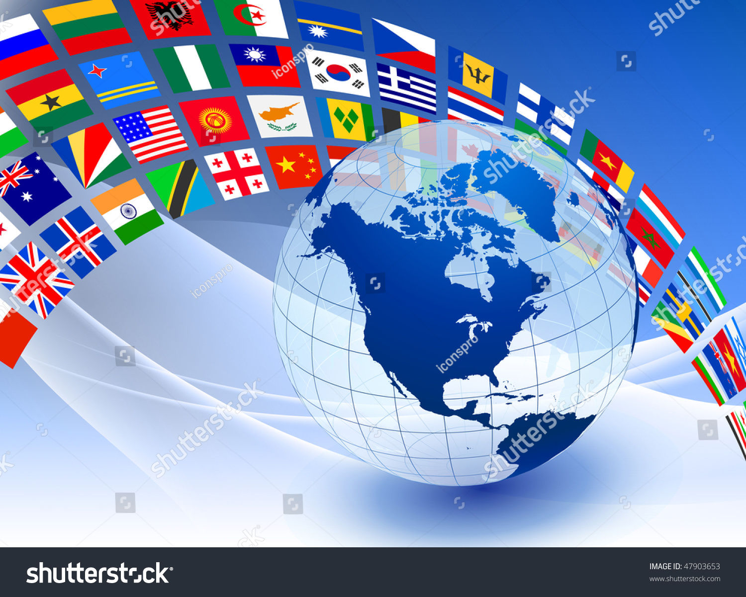 Wallpaper #BGcT6pIBSpphPi3-TUVE192 Globe with Flag Banner on Abstract Color Background Original Vector