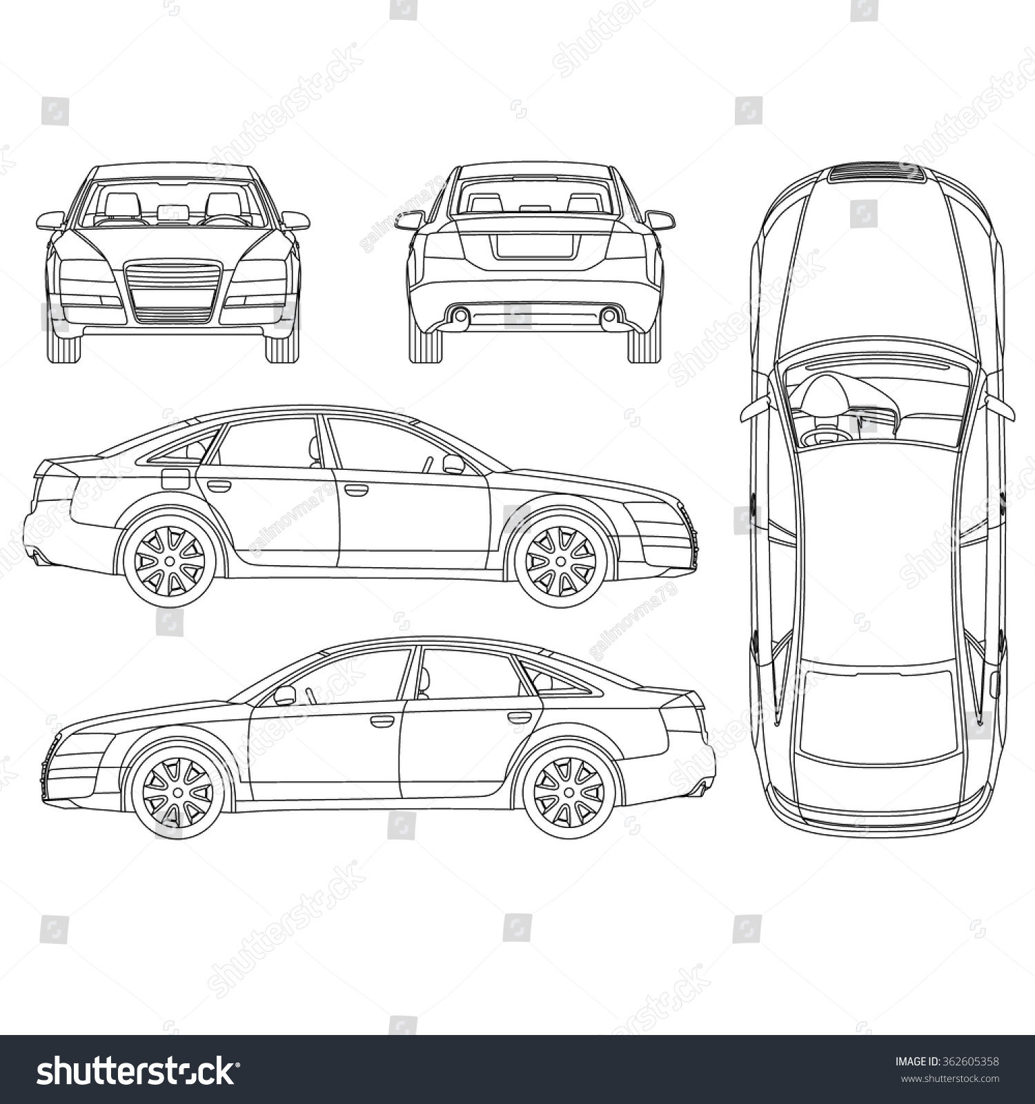 Wallpaper #vZkqP5MBUcASHT6n8svg175 Car Line Art All View Four Stock Vector 362605358 Shutterstock