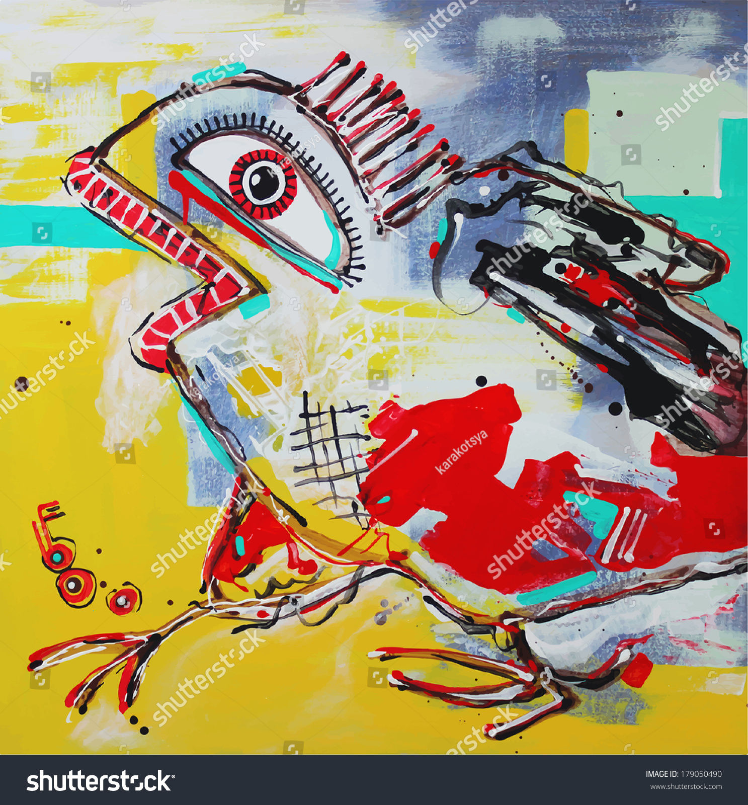 Wallpaper #ER0bLZMBlOZrFDOklM-g28 Unusual Original Abstract Art Composition of Crazy Bird Autotrace