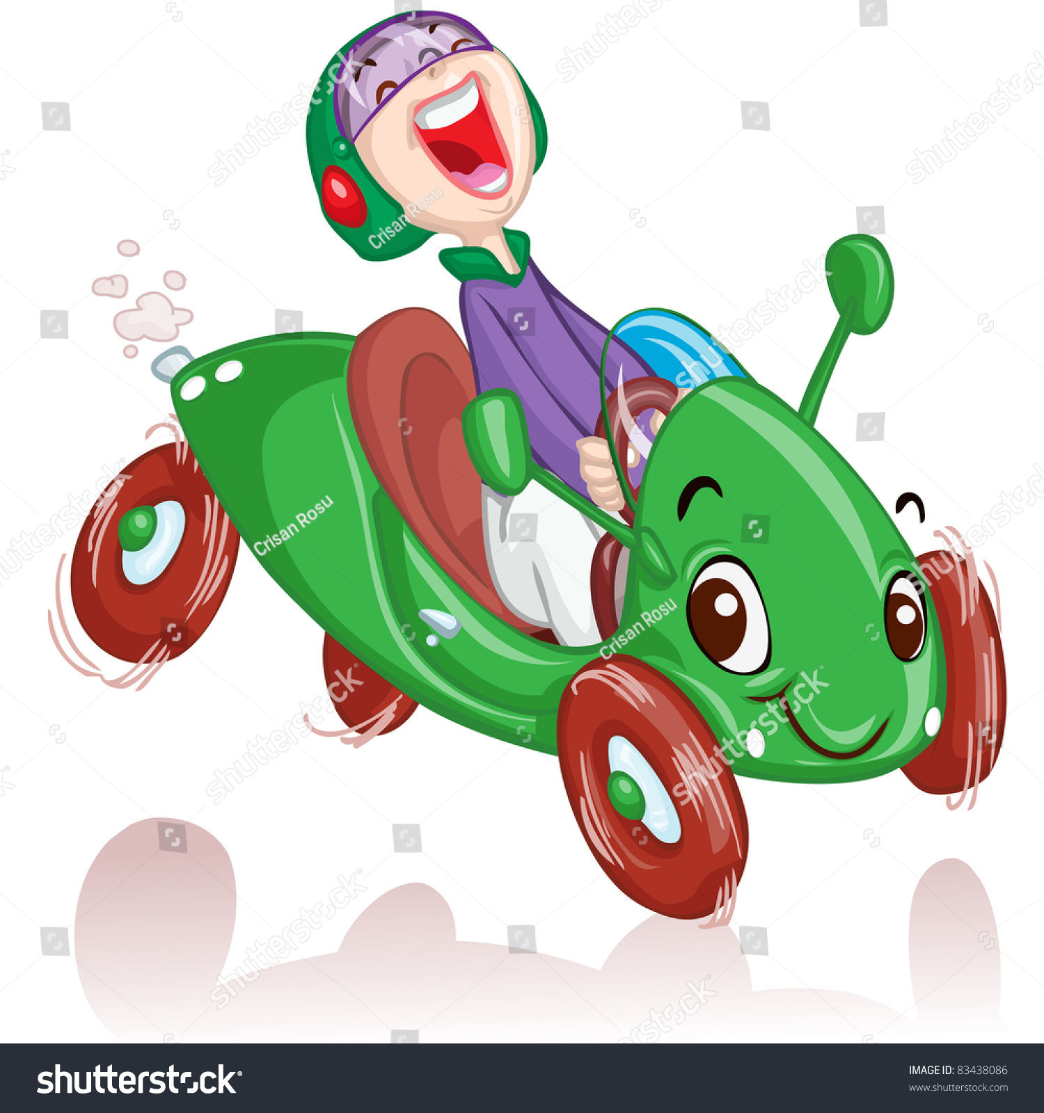 Wallpaper #ZGgIG5MBSpphPi3-Ph5930 Vector Illustration Boy in a Green Race Car Card Concept 83438086