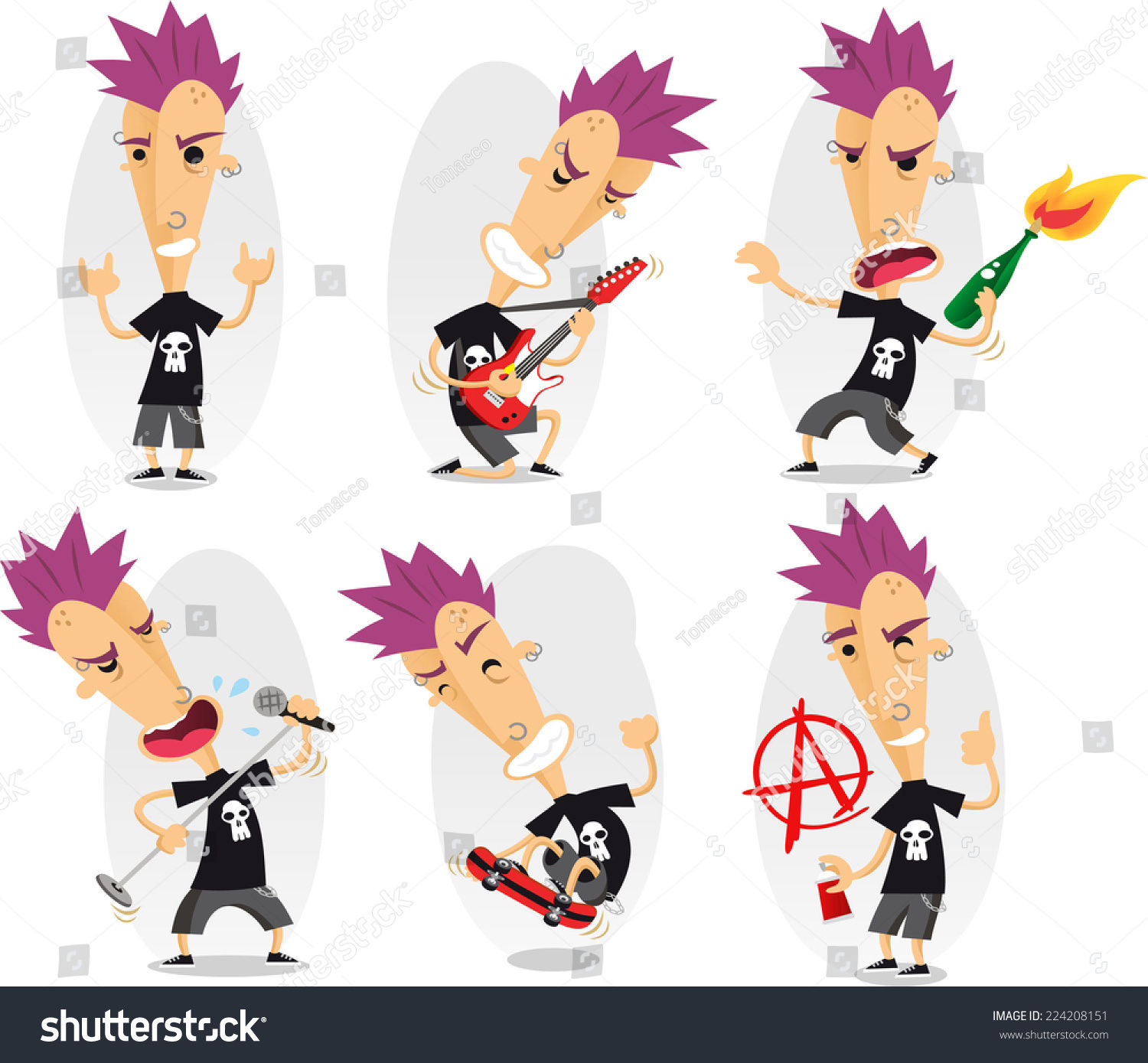 Wallpaper #59e9f Cartoon Punk Rock Hair 12381474 Vector Art at Vecteezy