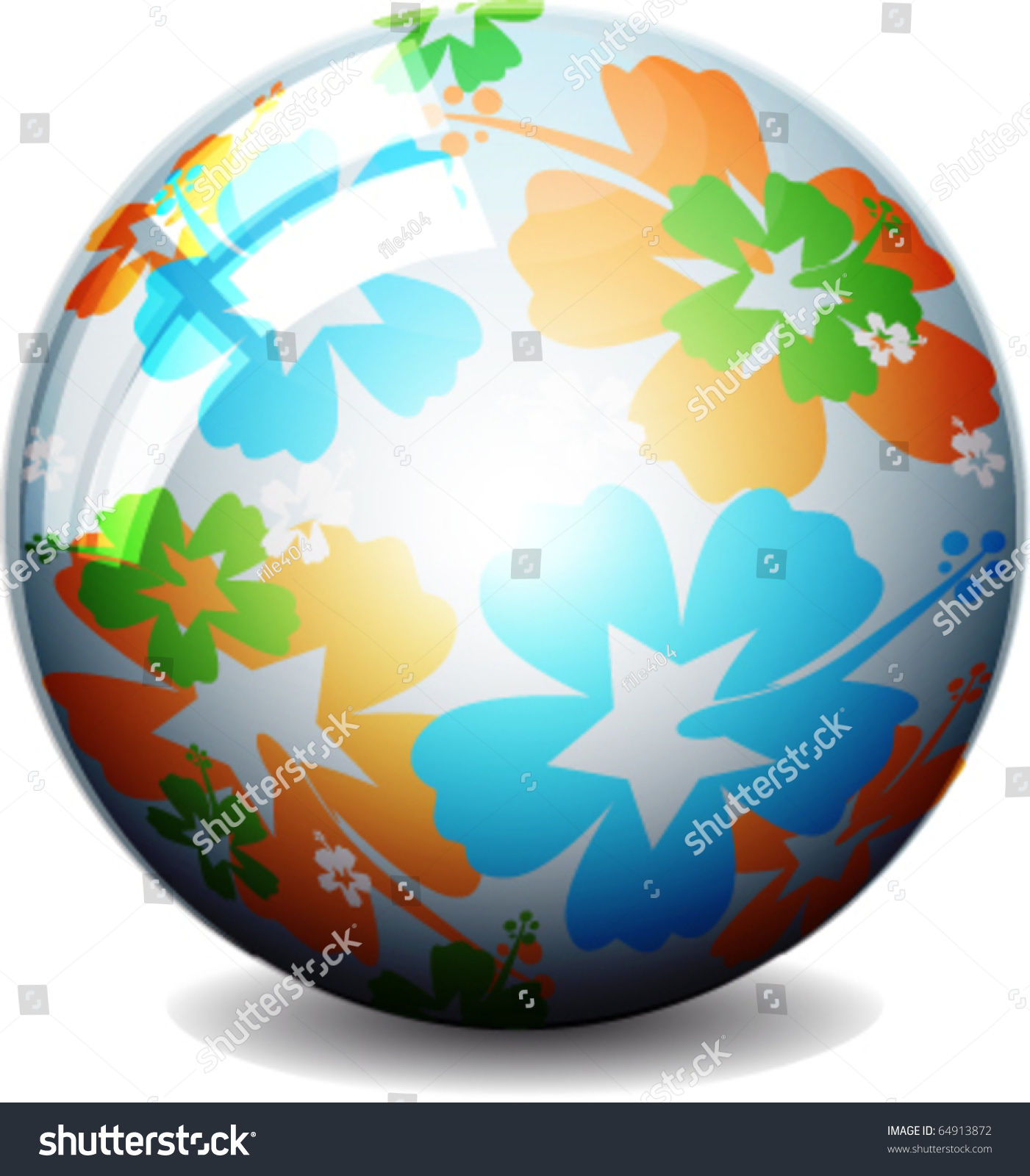 Wallpaper #BGcT6pIBSpphPi3-TUVE121 Glossy Colorful Abstract Globe with Flowers Stock Vector Illustration