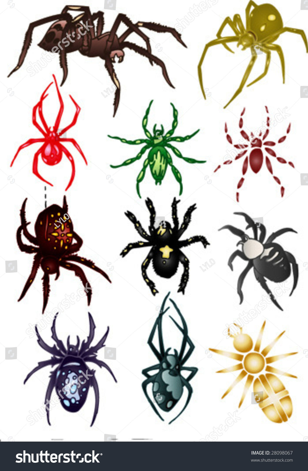 Wallpaper #MmhtGpMBSpphPi3-Uxyl364 Colored Spiders Stock Vector Illustration 28098067 Shutterstock