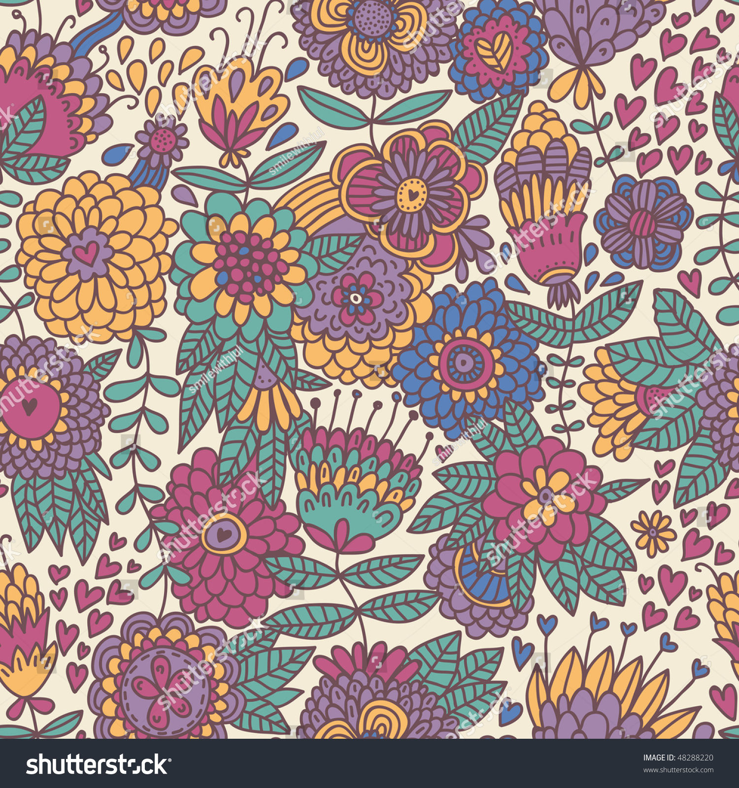 Wallpaper #7wCA644BSdW8dNouOhGM34 Colorful Floral Seamless Pattern Stock Vector Illustration 48288220