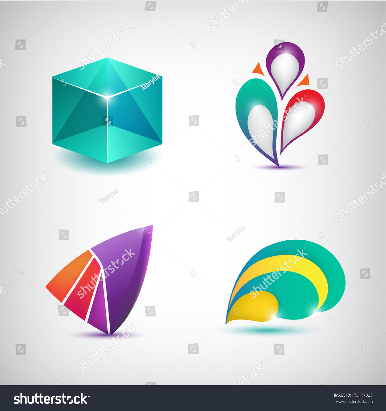 Wallpaper #qx07LZMBlOZrFDOk4M_h176 Set of Vector Abstract Colorful Icons Logos Isolated 175177025