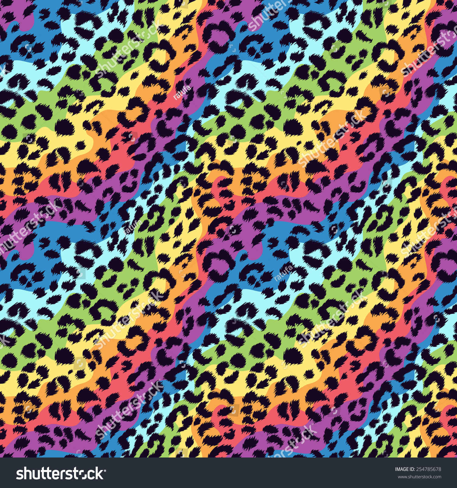 Wallpaper #WViyNJMBzN9vxX34jT0O0 Seamless Vector Bright Colors Leopard Pattern Stock Vector 254785678