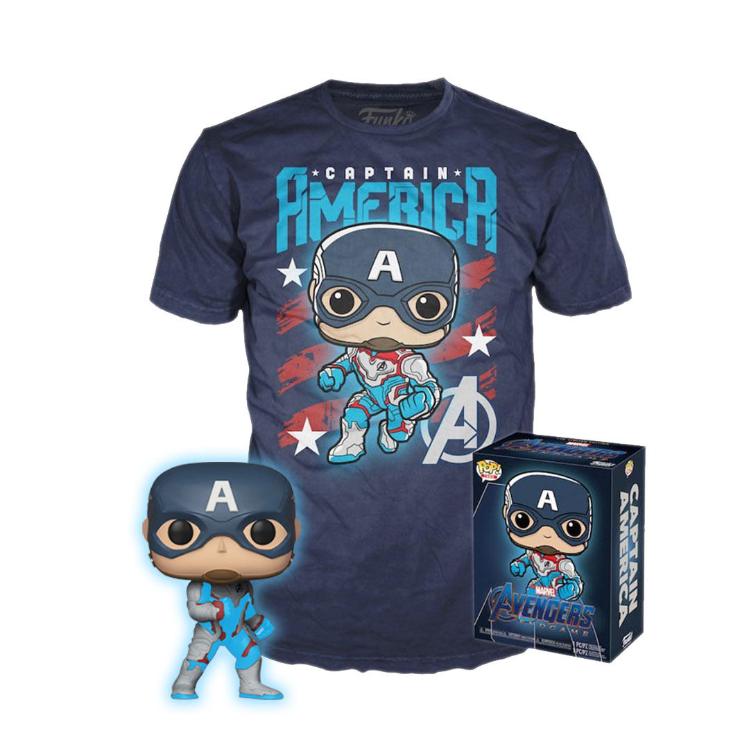 Wallpaper #PGe08JIBSpphPi3-pWiQ43 Marvel Avengers Endgame Funko Pop Tee Captain America Glow in the