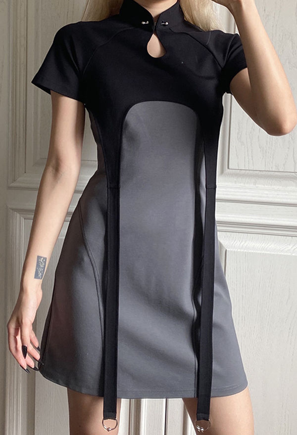 Wallpaper #brgy3ZIBJvJKYCmEnf-H103 Gothic Cyberpunk Dark Style Cheongsam Collar Short Sleeve Chest Open