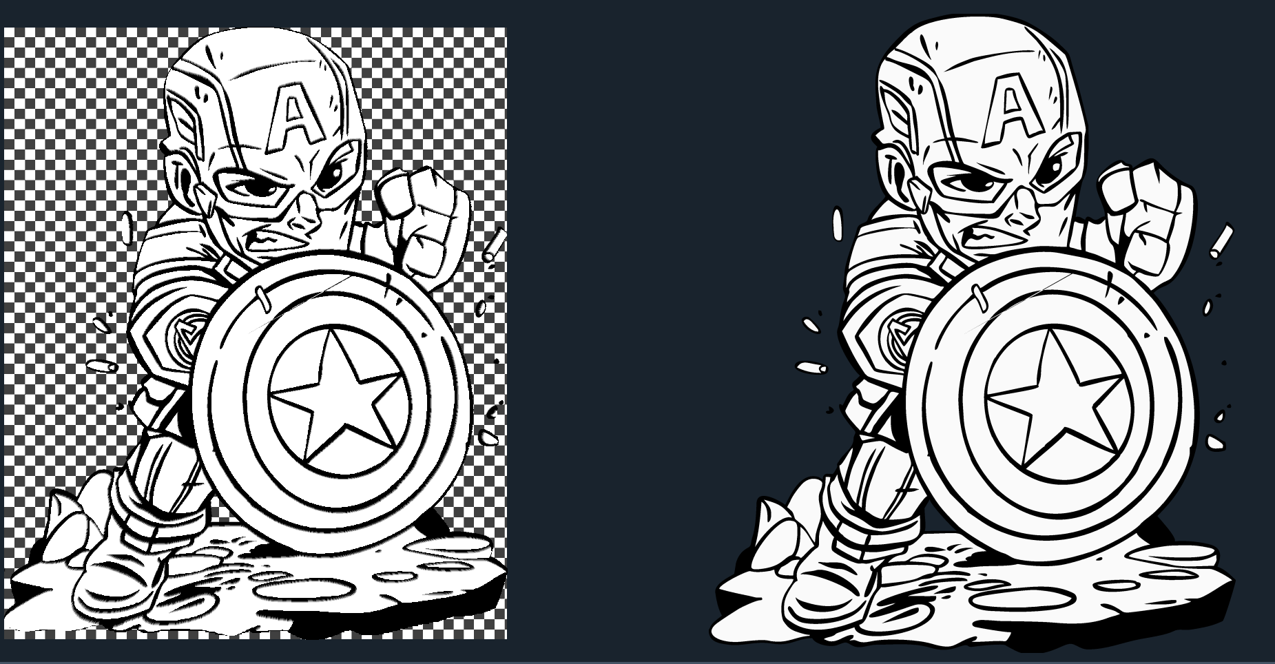 Wallpaper #IXMhho4BFI5NbQkssh_G39 Hueforge Black and White Captain America Behind Shielddiy Kids Art by