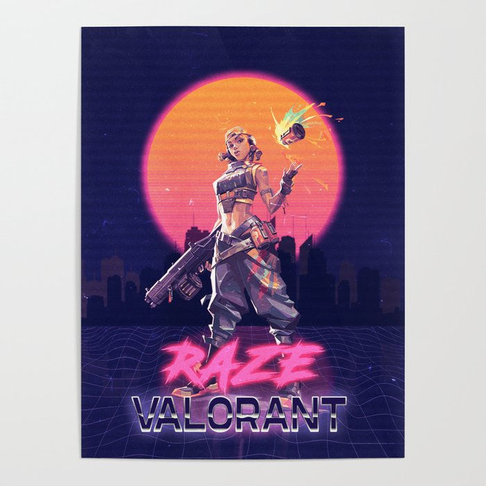 Wallpaper #lrhF15IBJvJKYCmEW-Ky50 Raze Valorant Retro Art Print Poster by Smfikri Society6