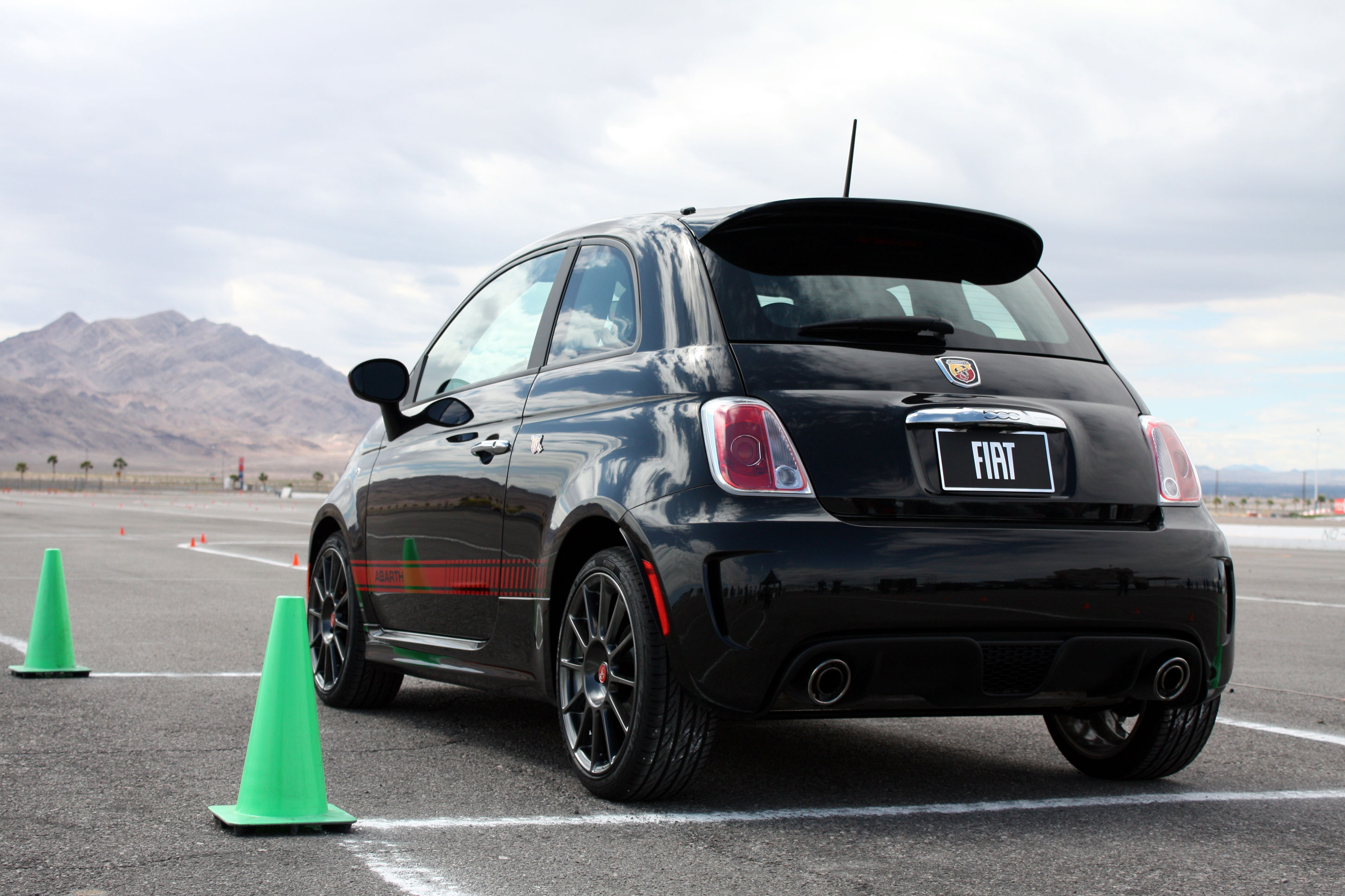 Wallpaper #a819a Front View of Black Fiat 500 Abarth Parked in the Street Editorial