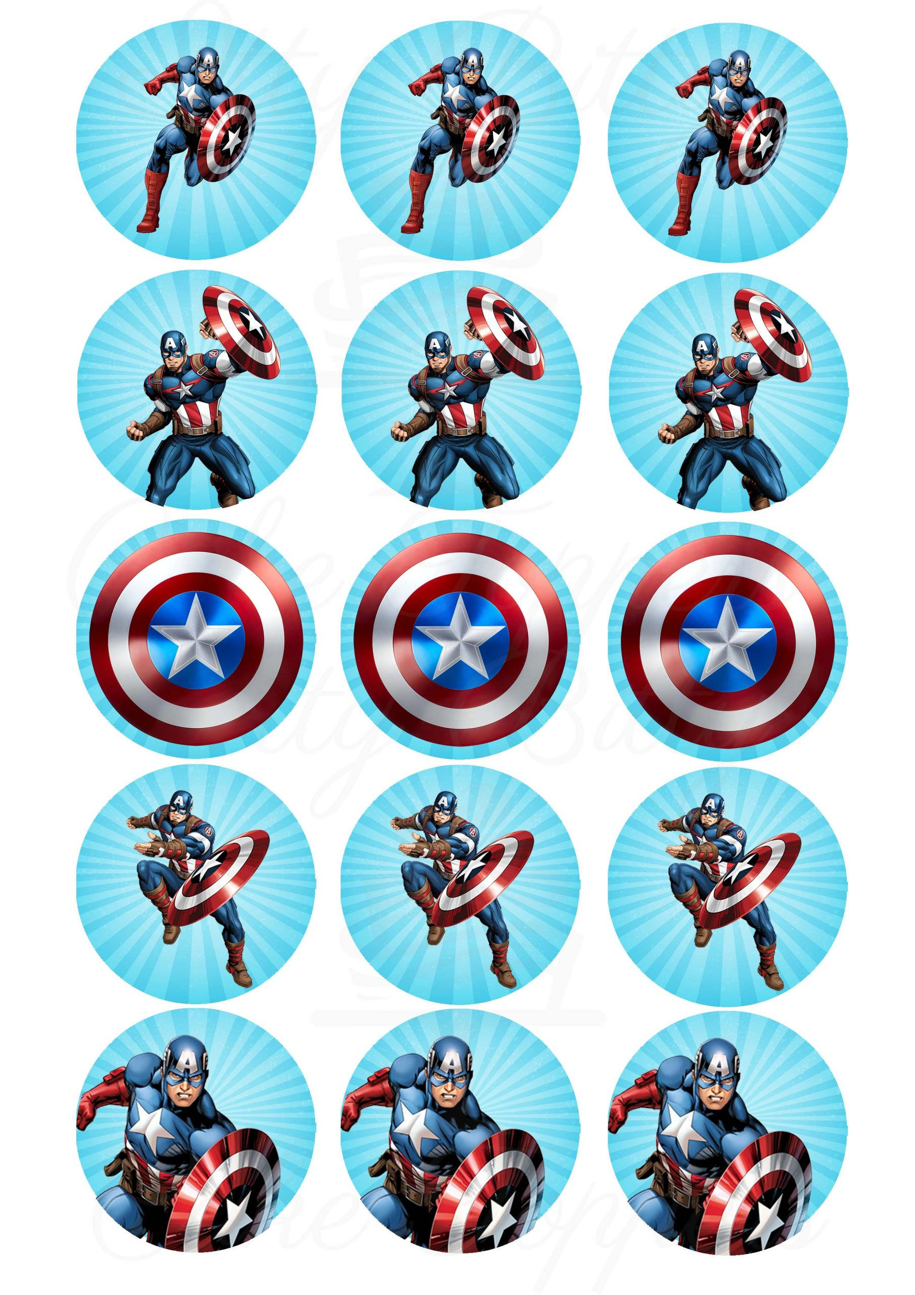 Wallpaper #57jf25IBJvJKYCmE1fhf336 Captain America Avengers Edible Cupcake Toppers Itty Bitty Cake Toppers