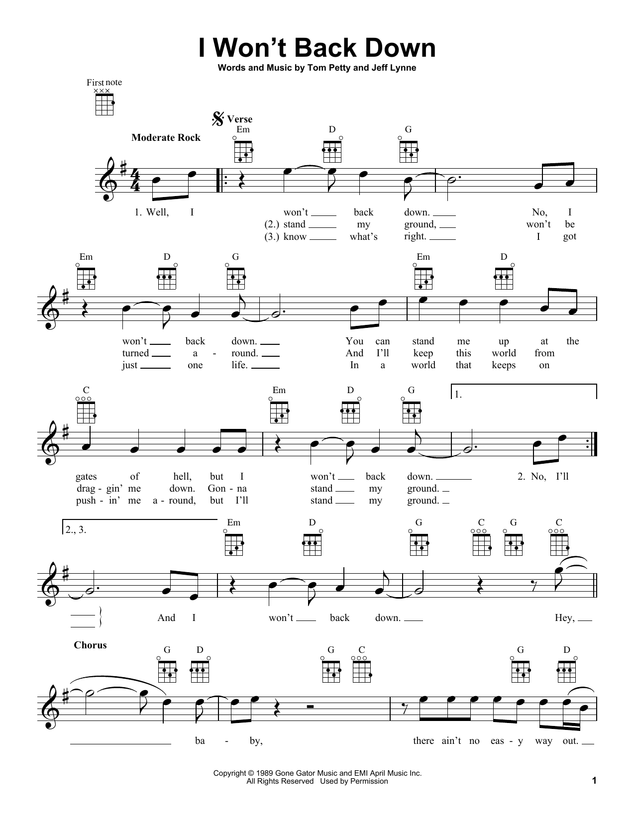 Wallpaper #QWcaCJMBSpphPi3-GMkr442 I Wont Back Down Sheet Music Tom Petty Ukulele