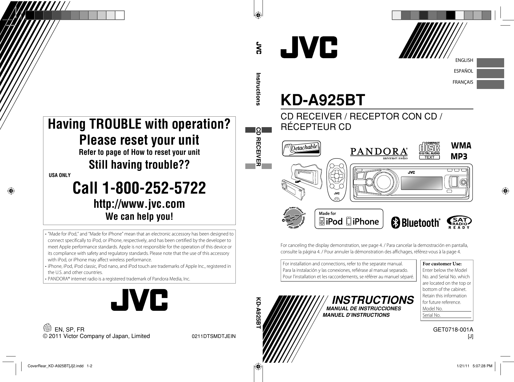 Wallpaper #B2e2DJMBSpphPi3-kOCg218 Jvc Car Stereo System Kd A925bt Users Manual Coverrear Kd A925btj2