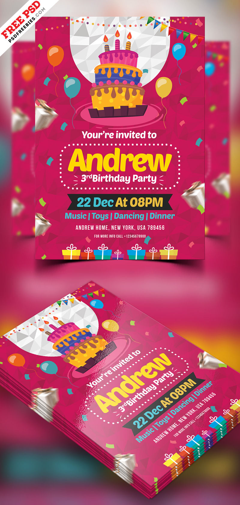 Wallpaper #tbne3ZIBJvJKYCmEsQLe185 Birthday Party Invitation Card Psd Psdfreebiescom