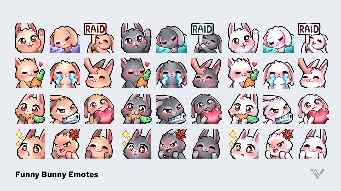 Wallpaper #9fCngJcBi4JM6agG7CG_40 Chibi Bunny Character Design Bun Bun Emote Set 2 Set of 6 Emotes Cute