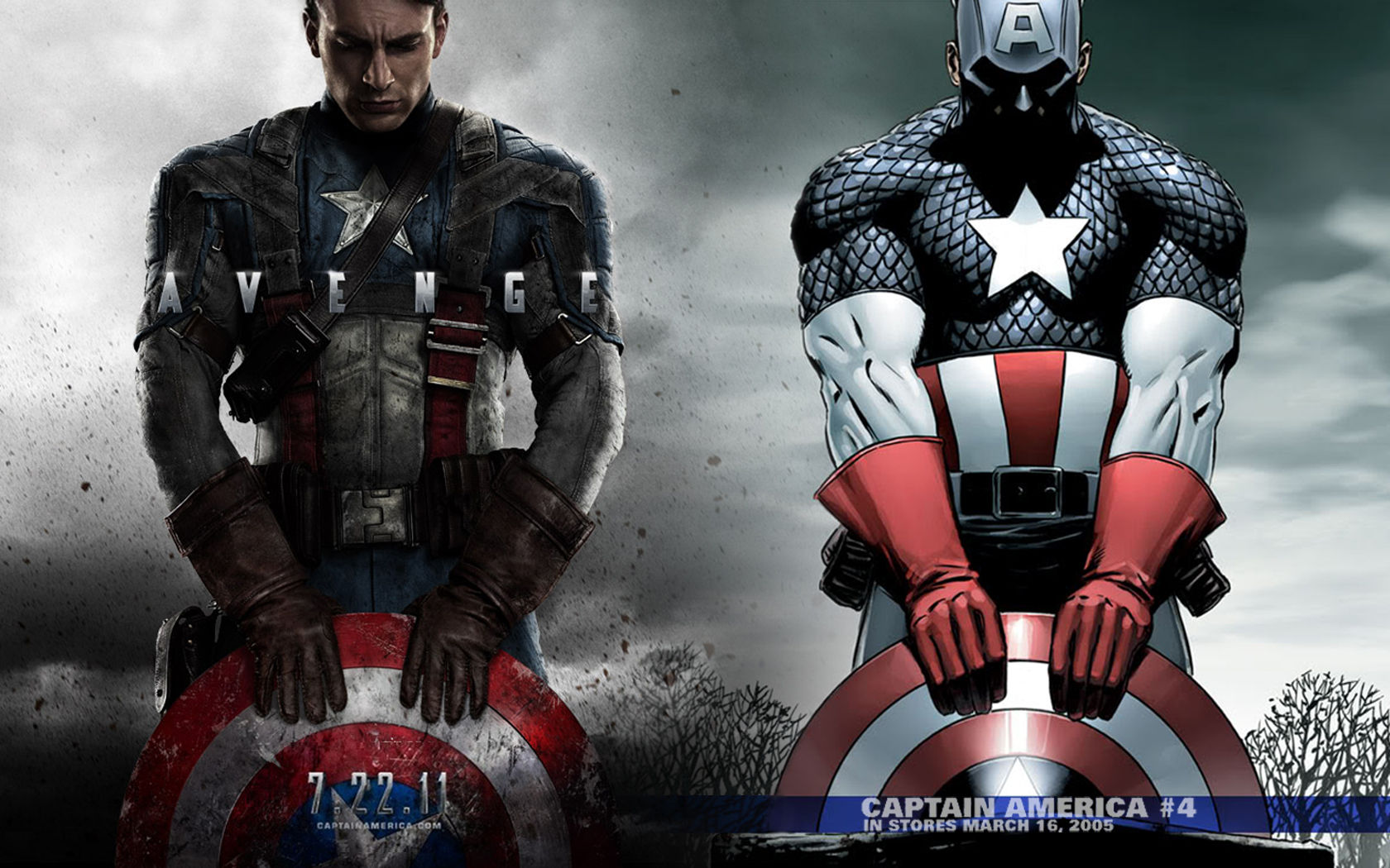 Wallpaper #RnPsiY4BFI5NbQksnyIP3 Two Versions of Captain America, One from the Movie and One from the Comic Book