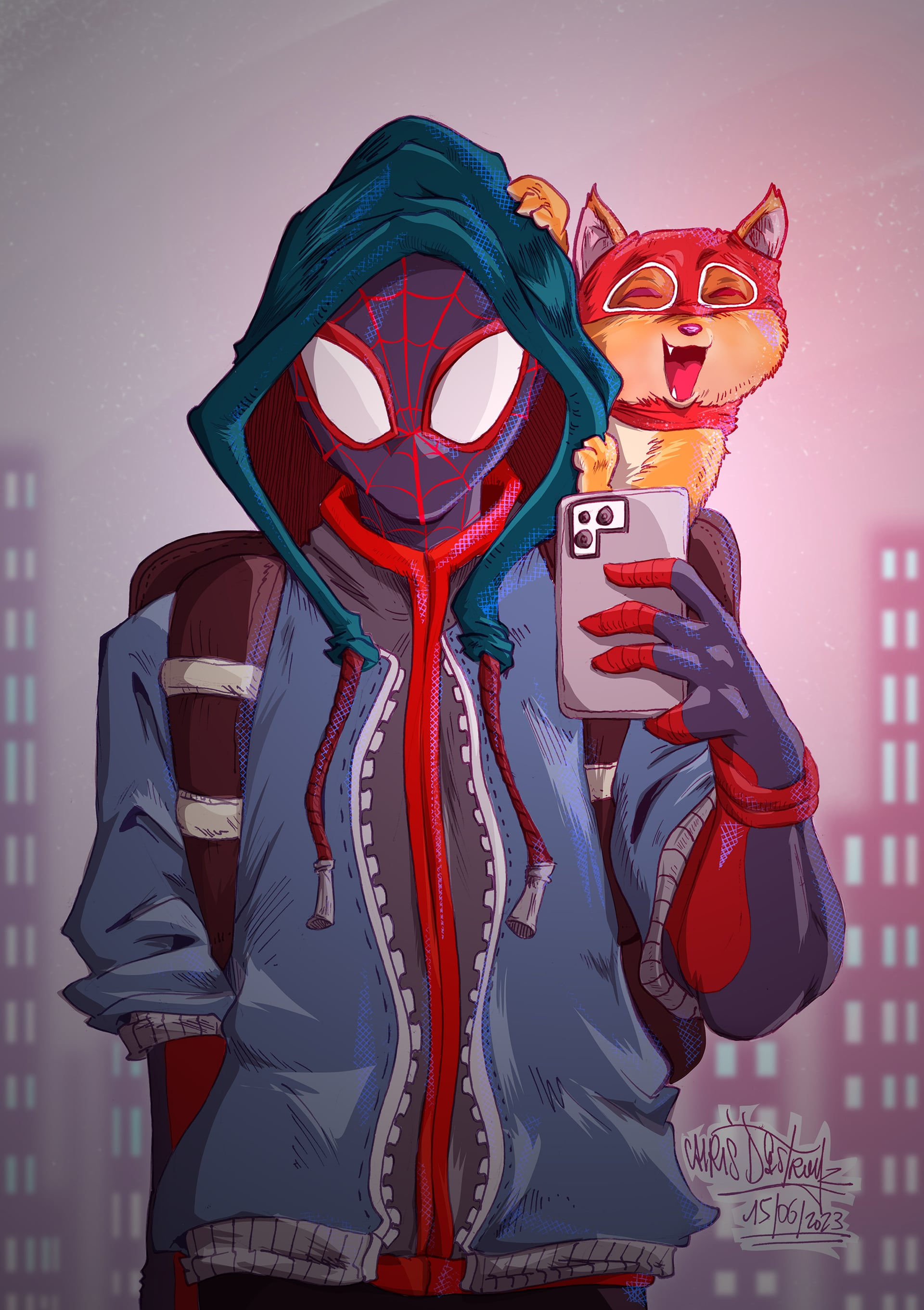 Wallpaper #82gwGpMBSpphPi3-aRrE255 Spider Man Spider Cat Chris Destroyz Digital Painting School