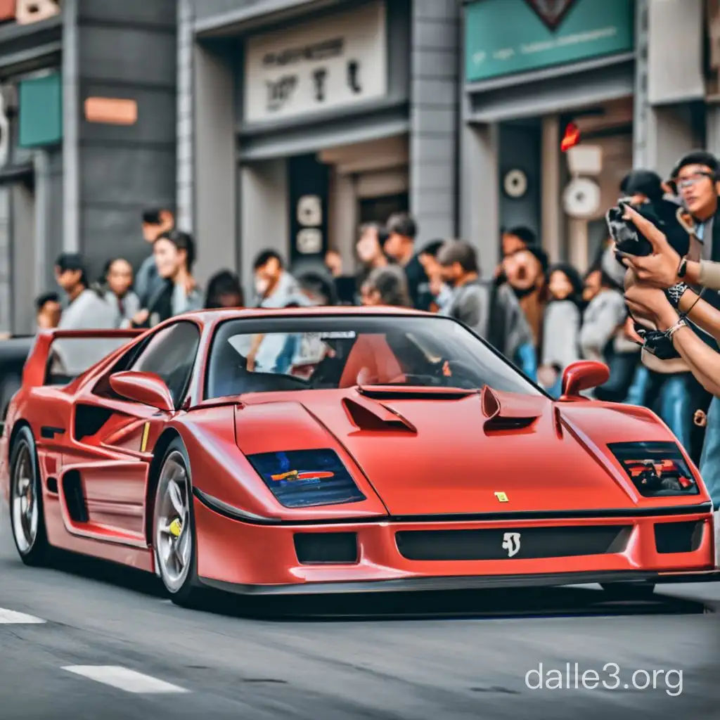 Wallpaper #fWjqHJMBSpphPi3-BySi39 Vibrant Red Ferrari F40 Drifting in Tokyo Street Spectacular Realistic